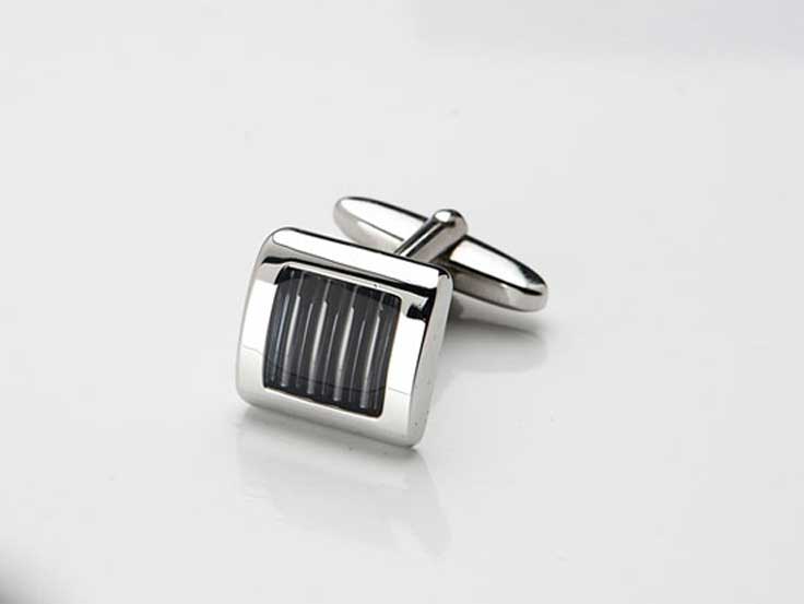 Rhodium & Grey Resin Cufflinks