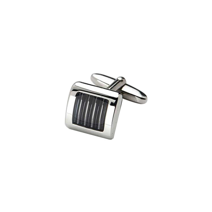 Rhodium & Grey Resin Cufflinks