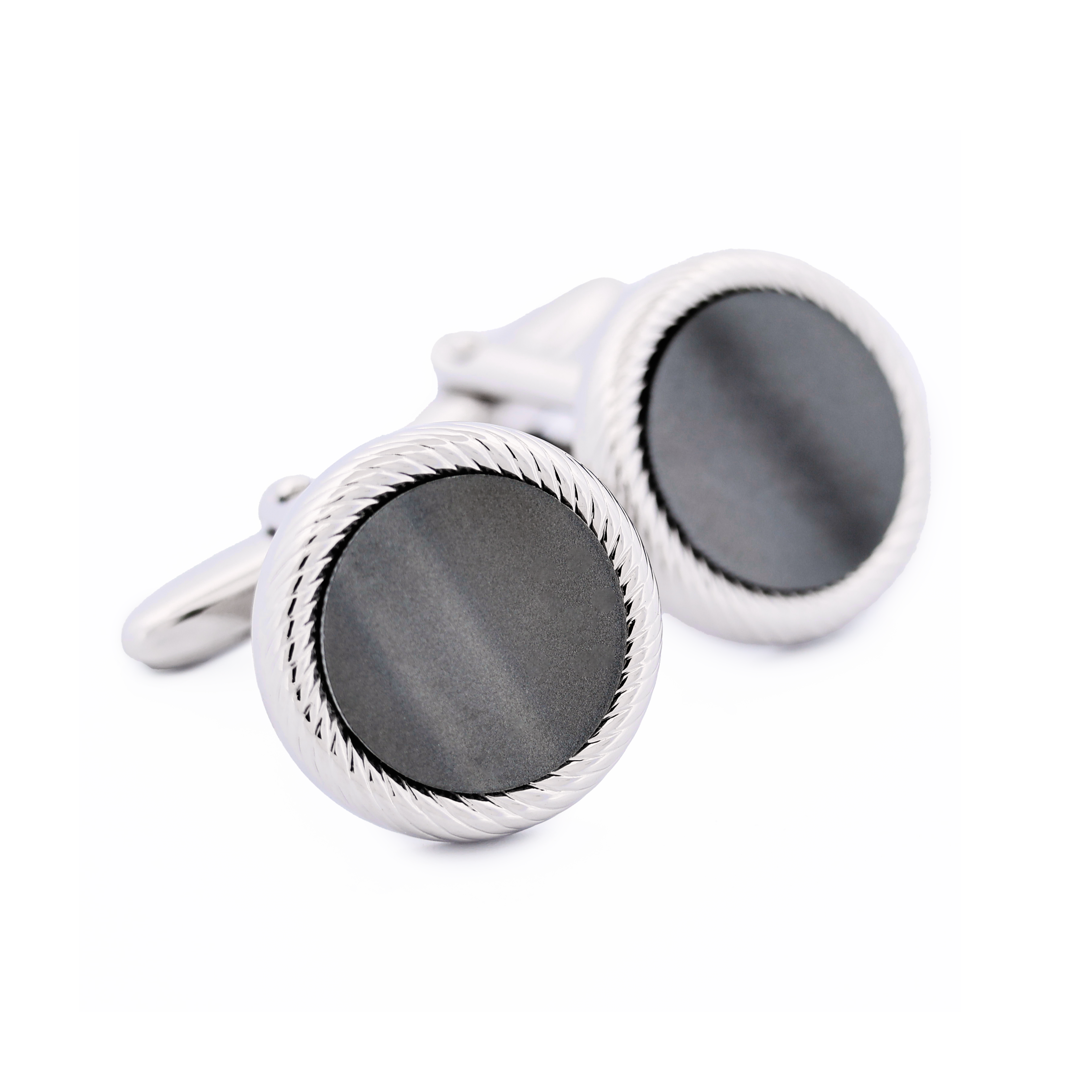 Rhodium Plated Grey Cufflinks