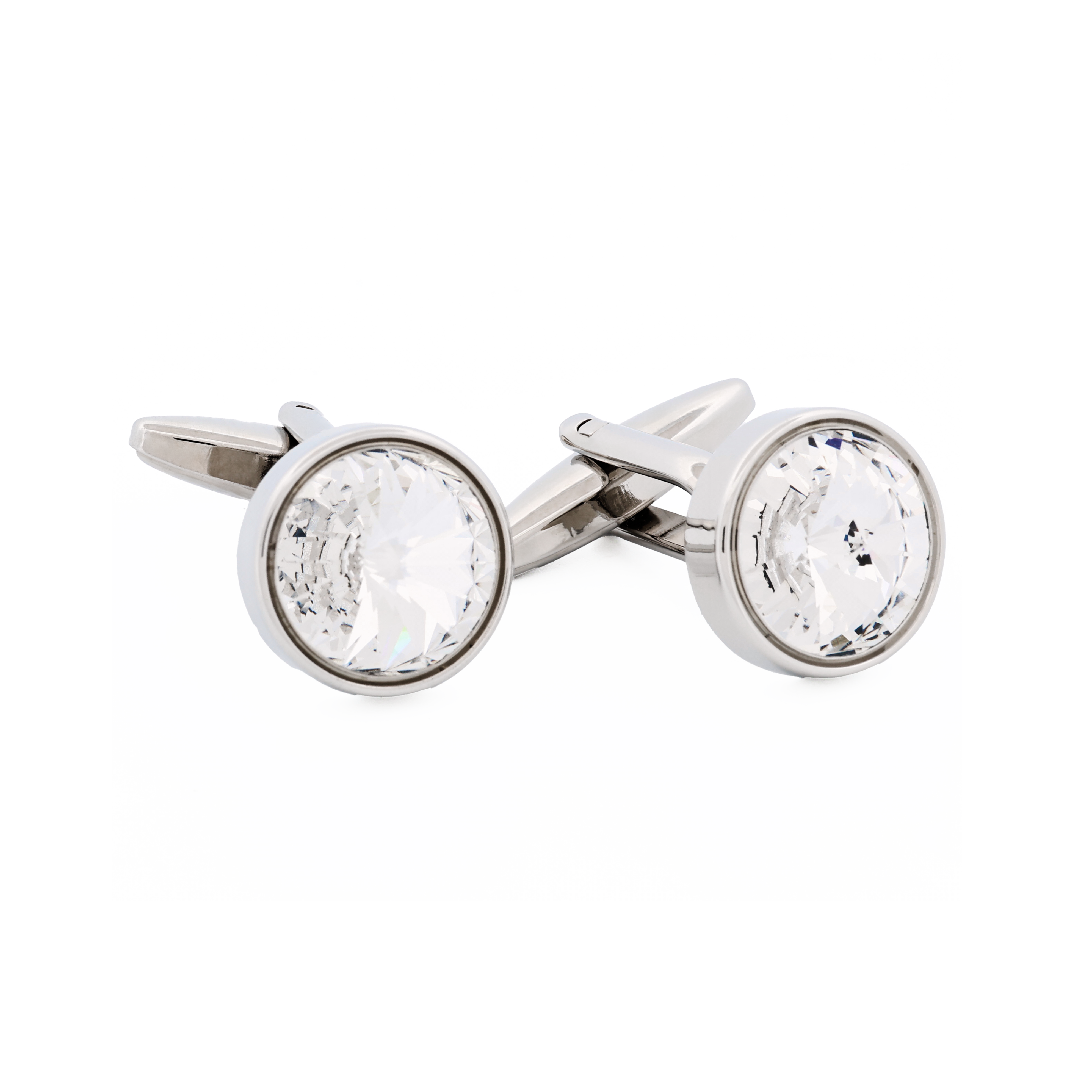 Rhodium Crystal Cufflinks