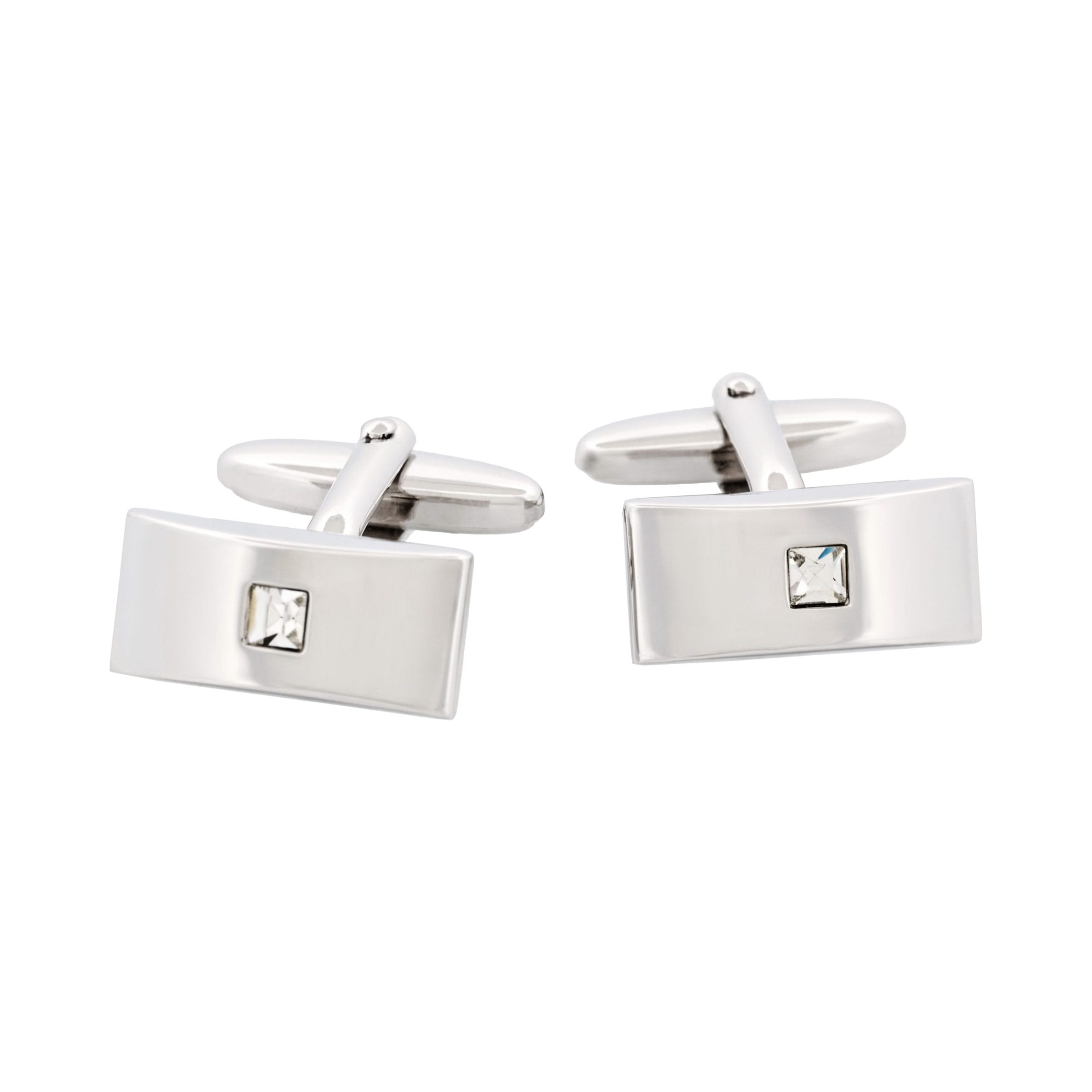 Rhodium Crystal Cufflinks