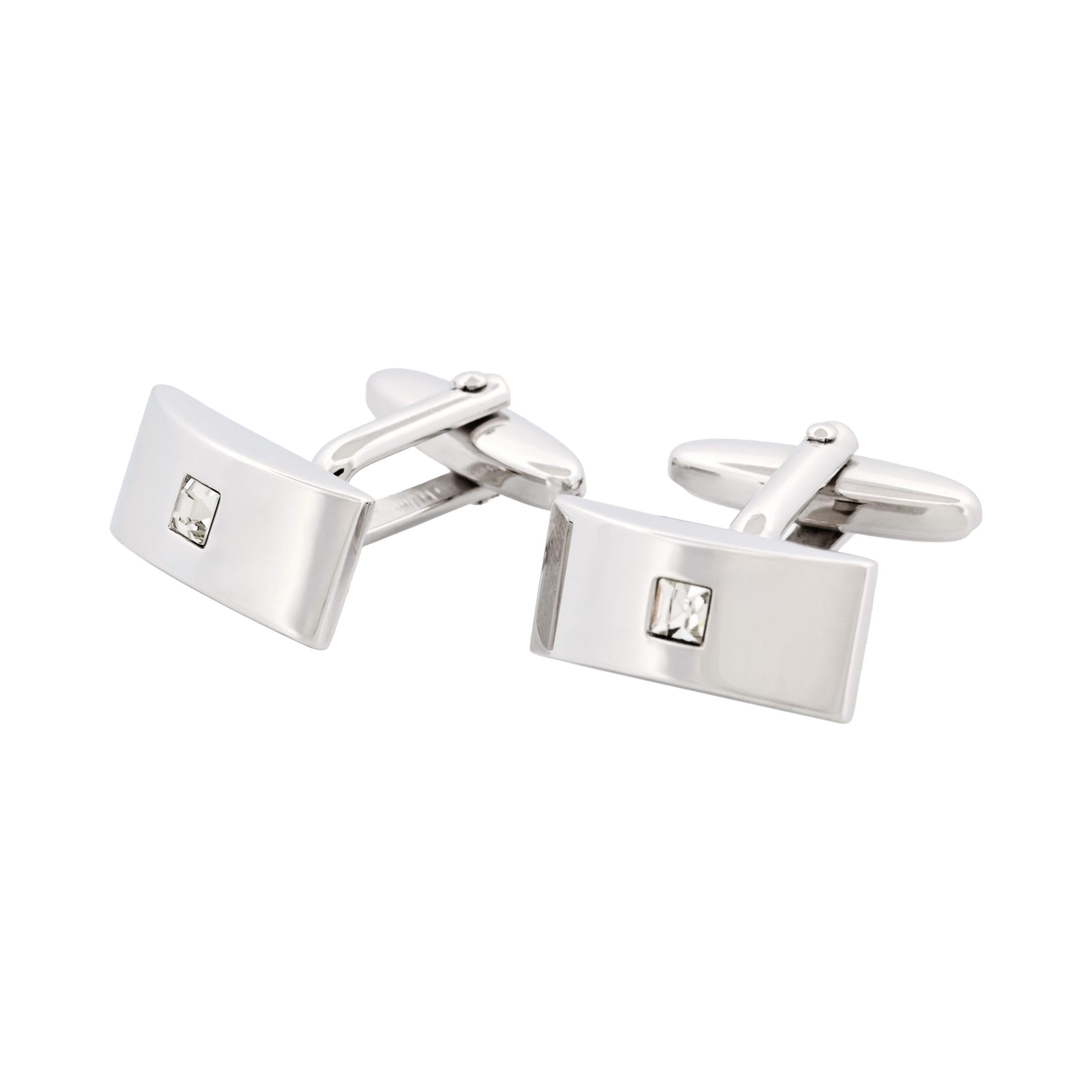 Rhodium Crystal Cufflinks