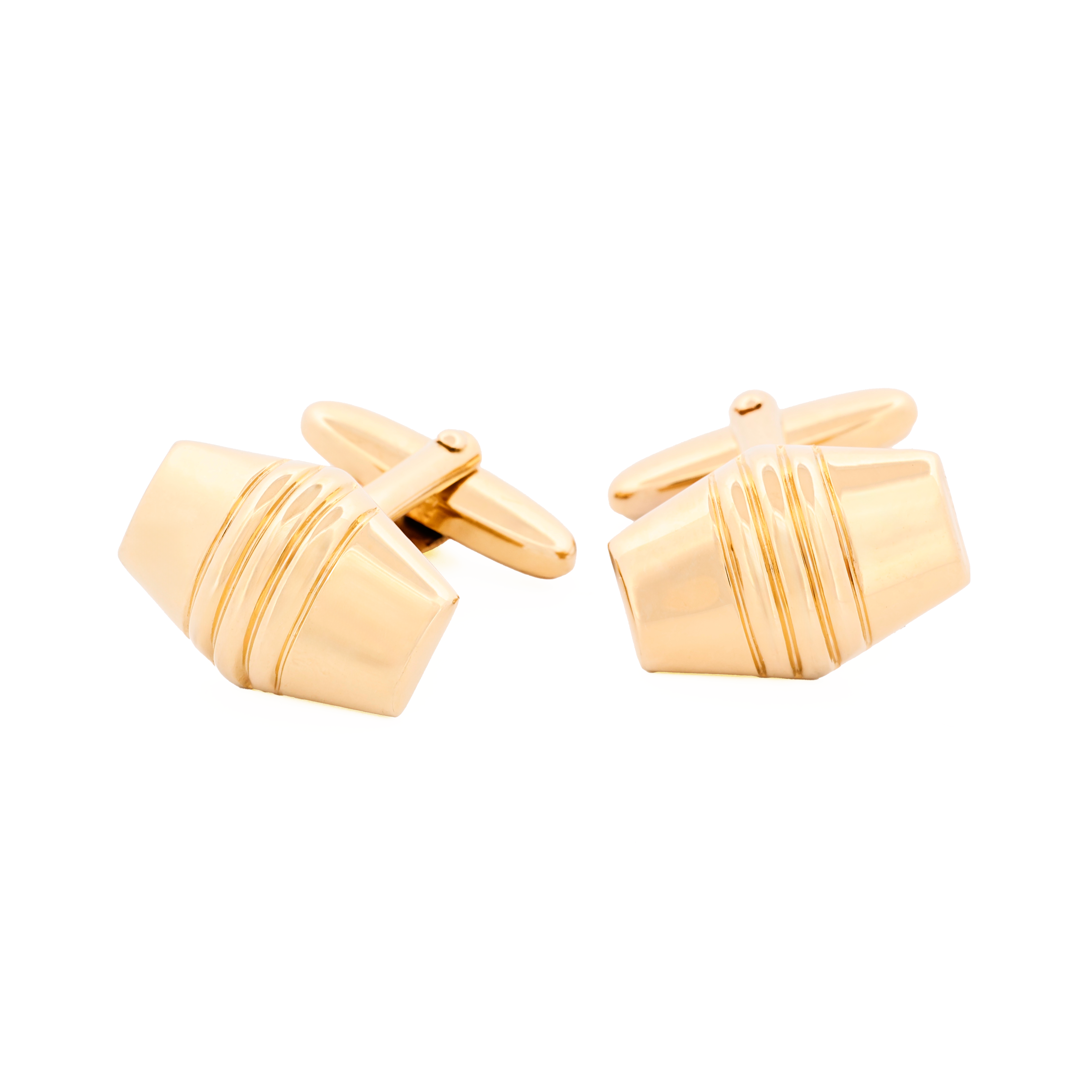 Gold Plated Striped Cufflinks