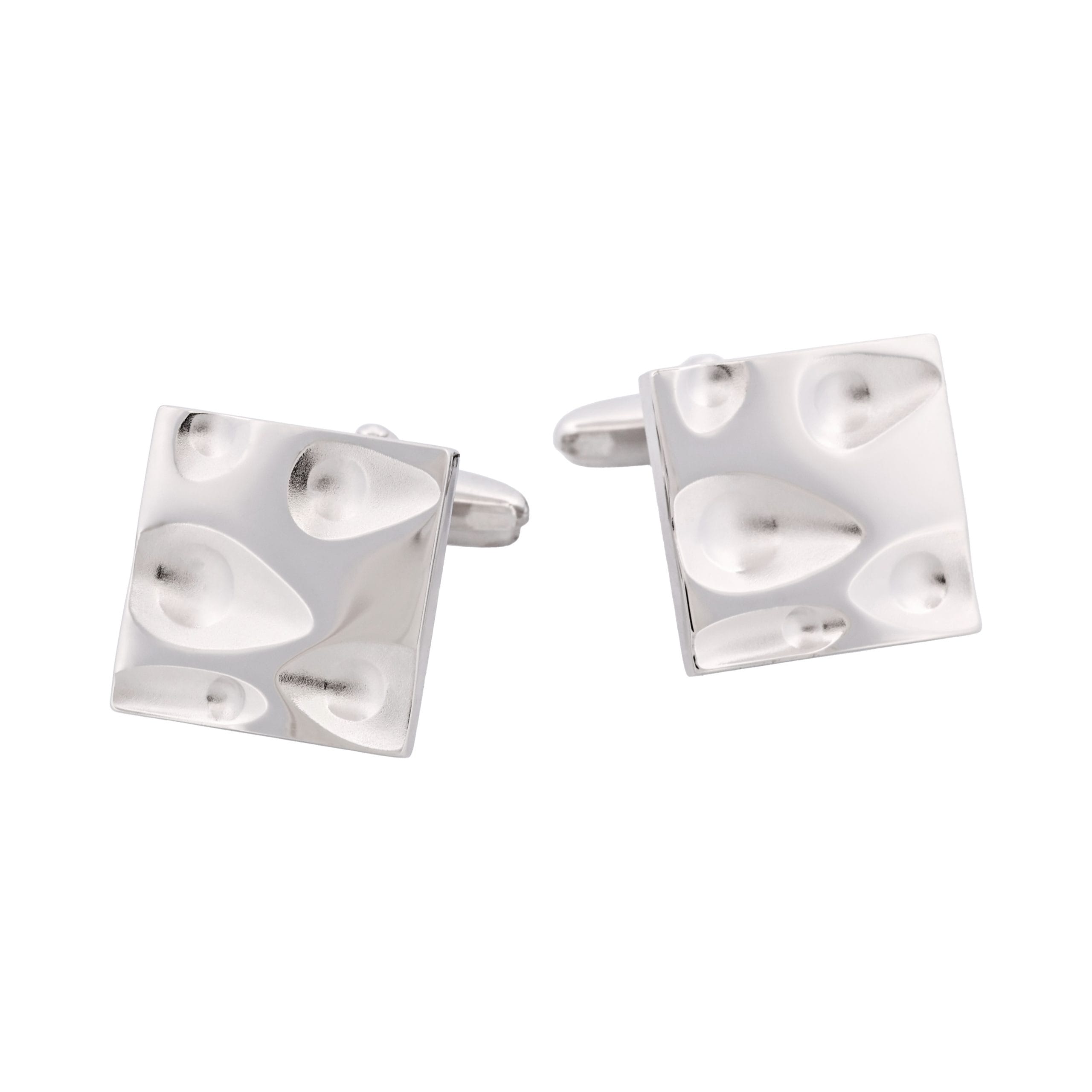 Rhodium Plated Moon Crater Cufflinks