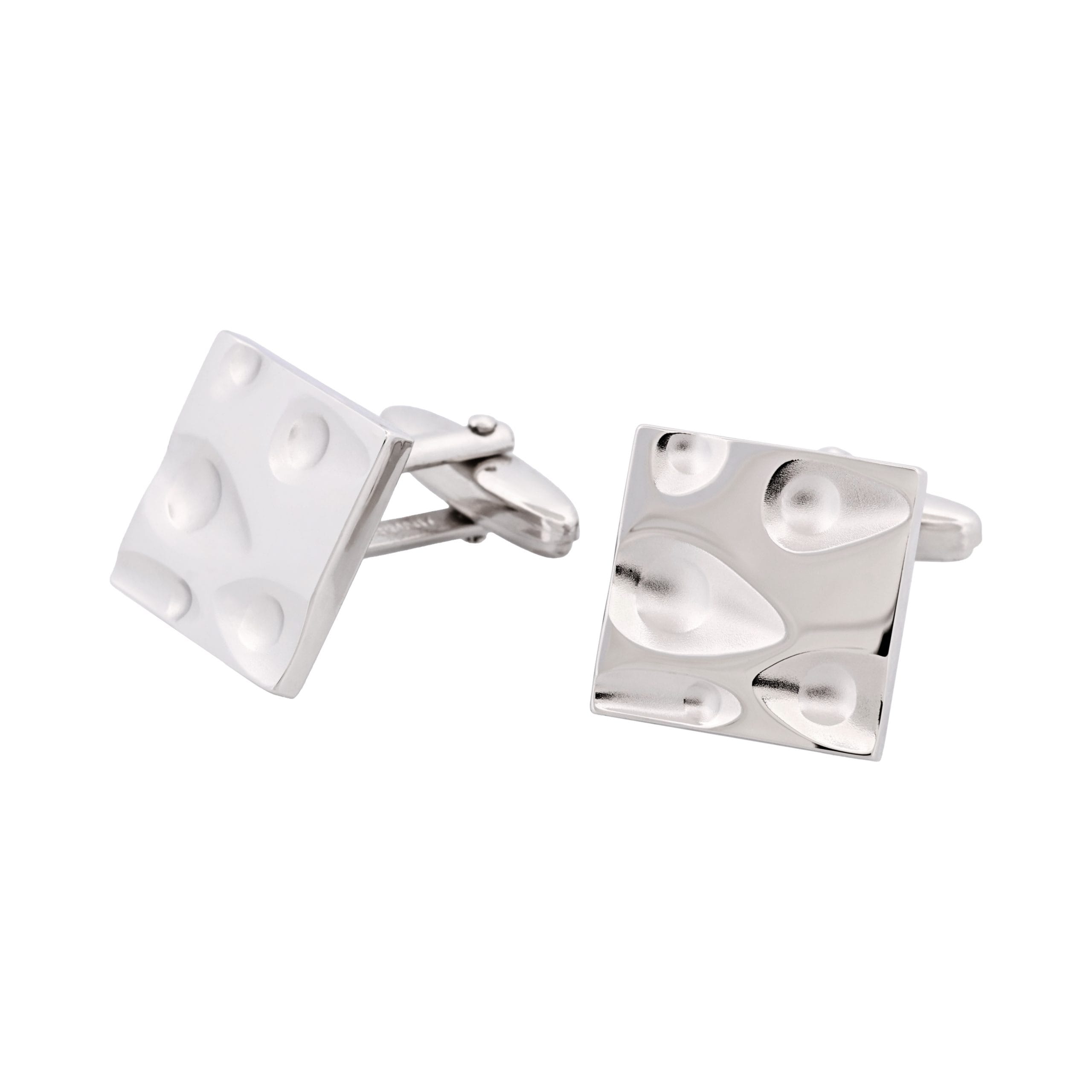 Rhodium Plated Moon Crater Cufflinks