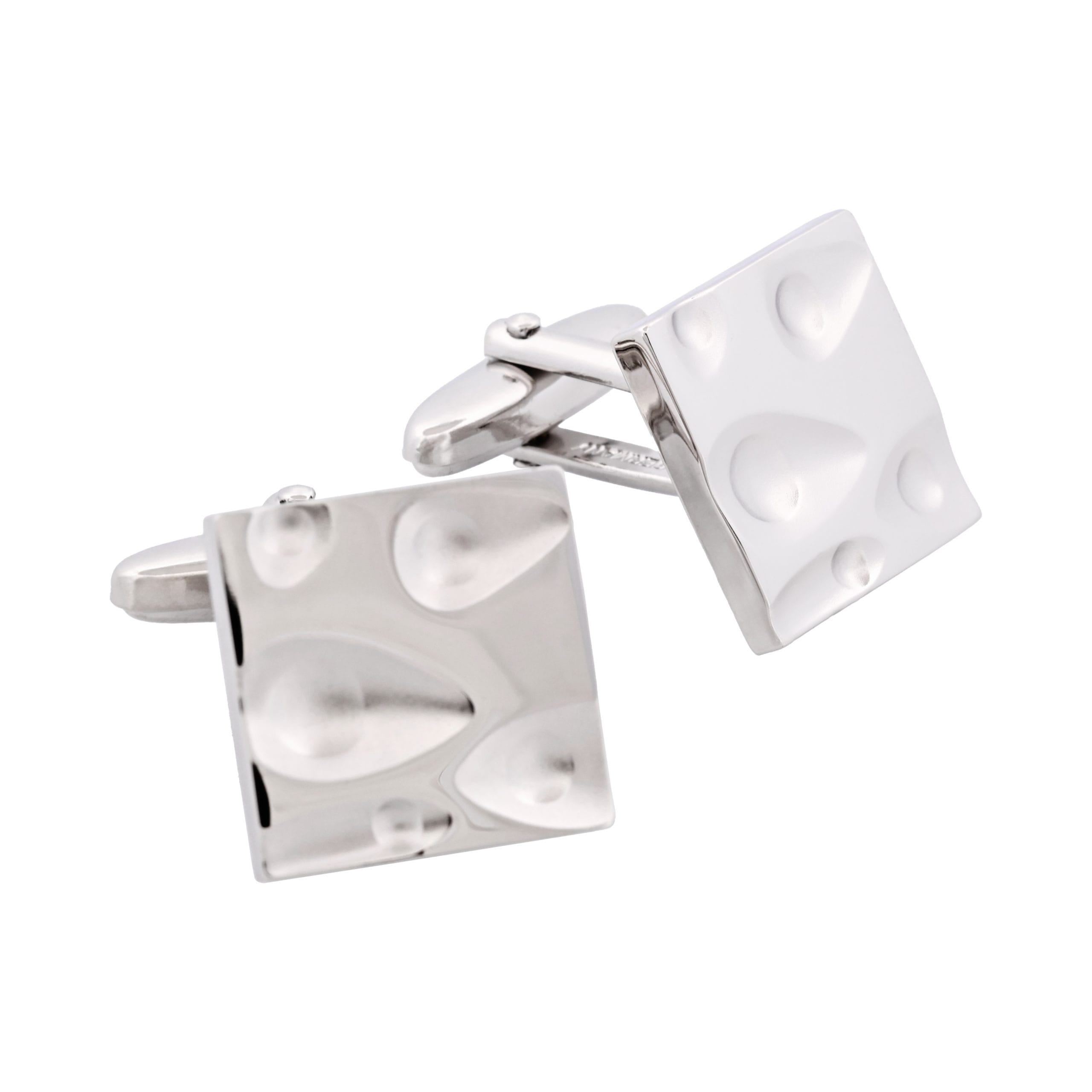 Rhodium Plated Moon Crater Cufflinks