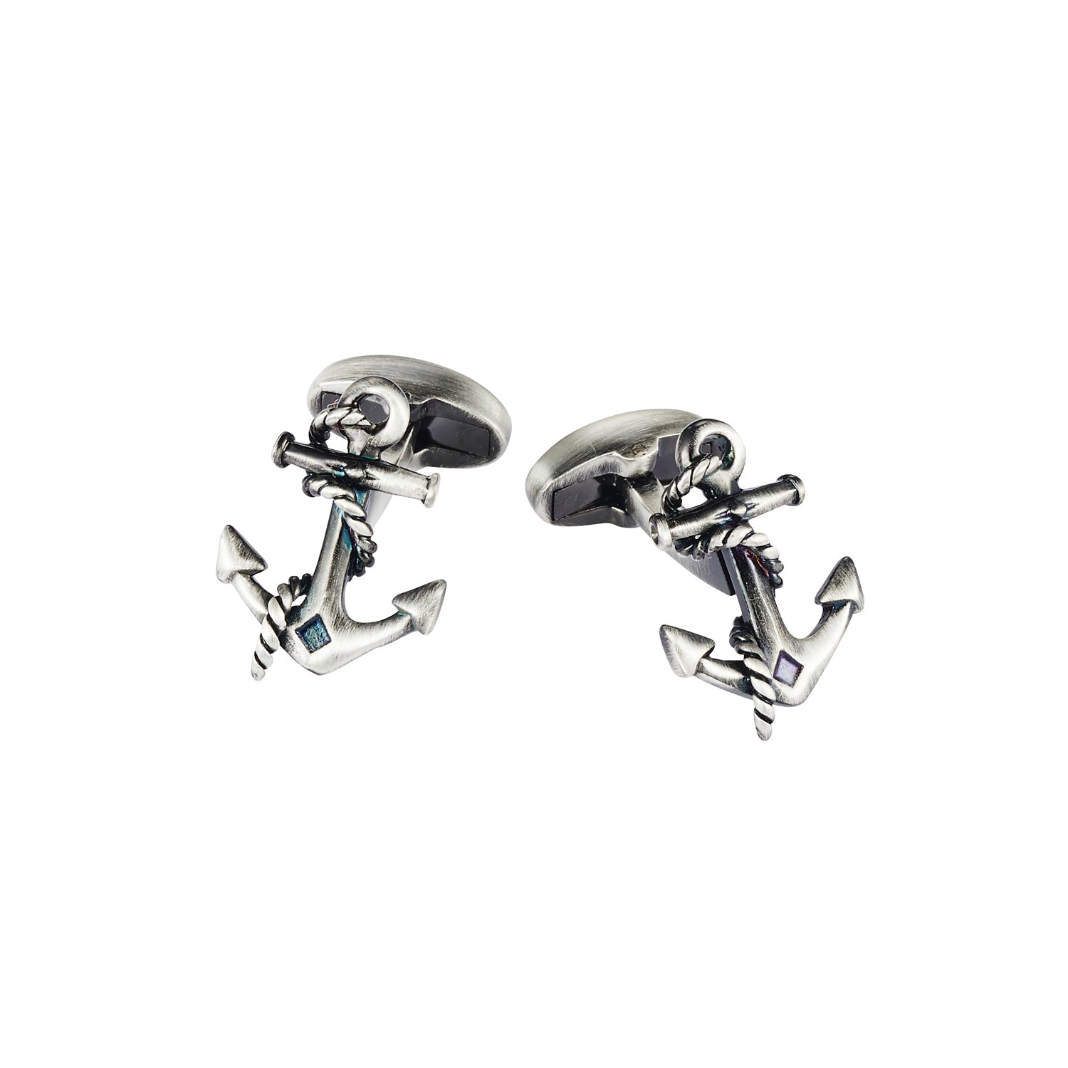 Antique Rhodium Plated Anchor Cufflinks