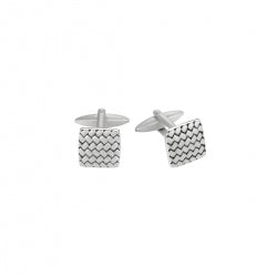 Stainless Steel Sandblasted Tyre Pattern Cufflinks