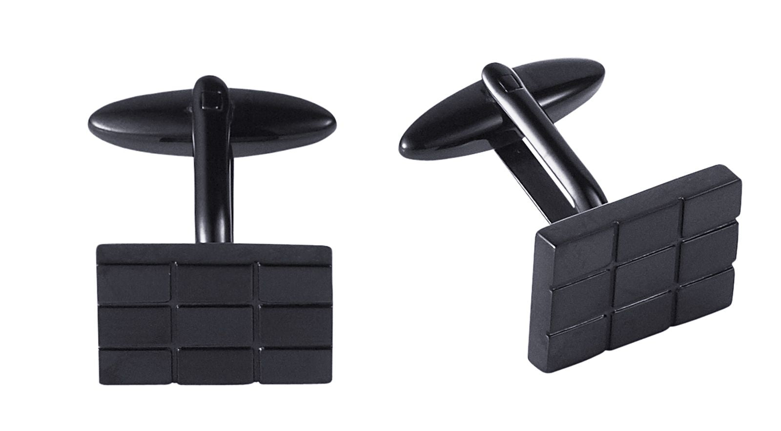 Stainless Steel Ion Plated Black Checker Board Cufflinks