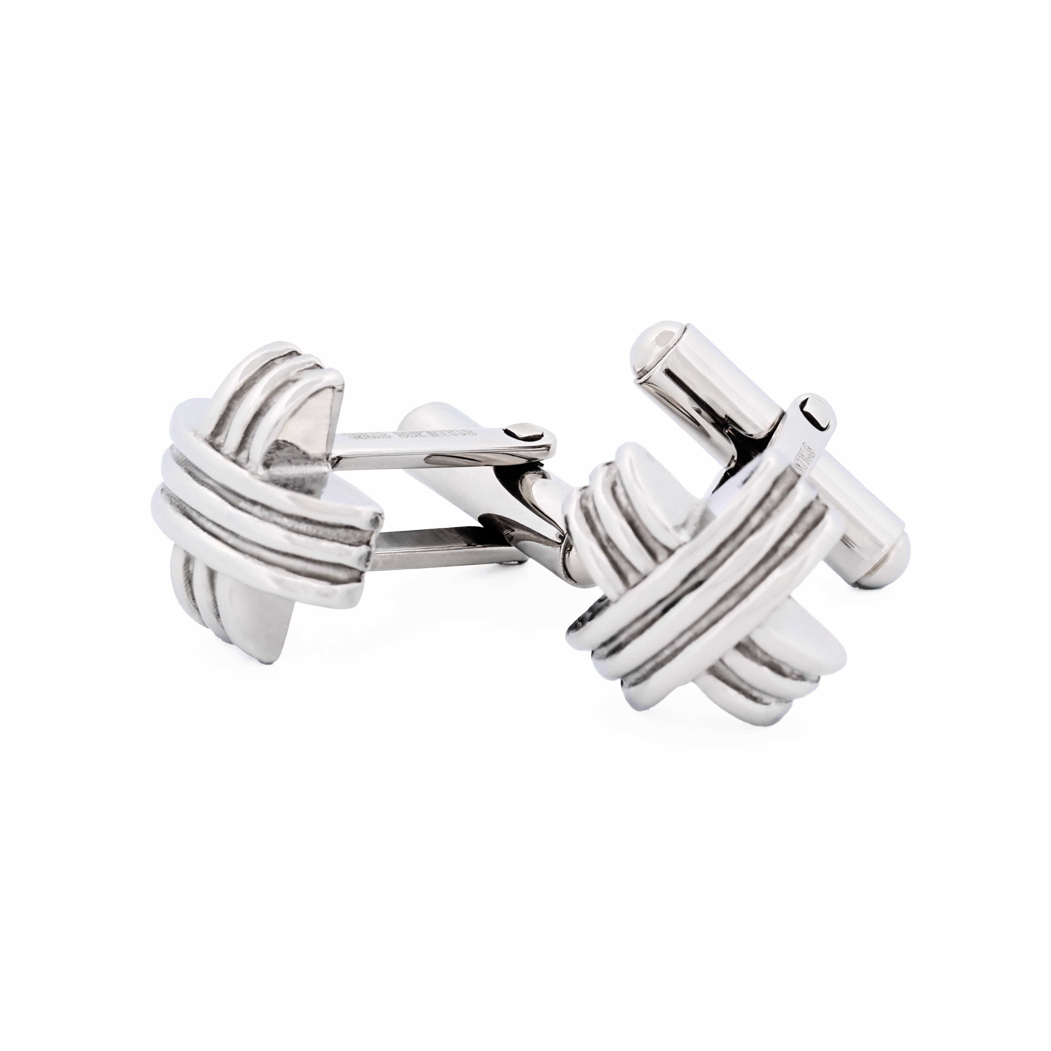 Polished Stainless Steel Ribbed Cross Cufflinks