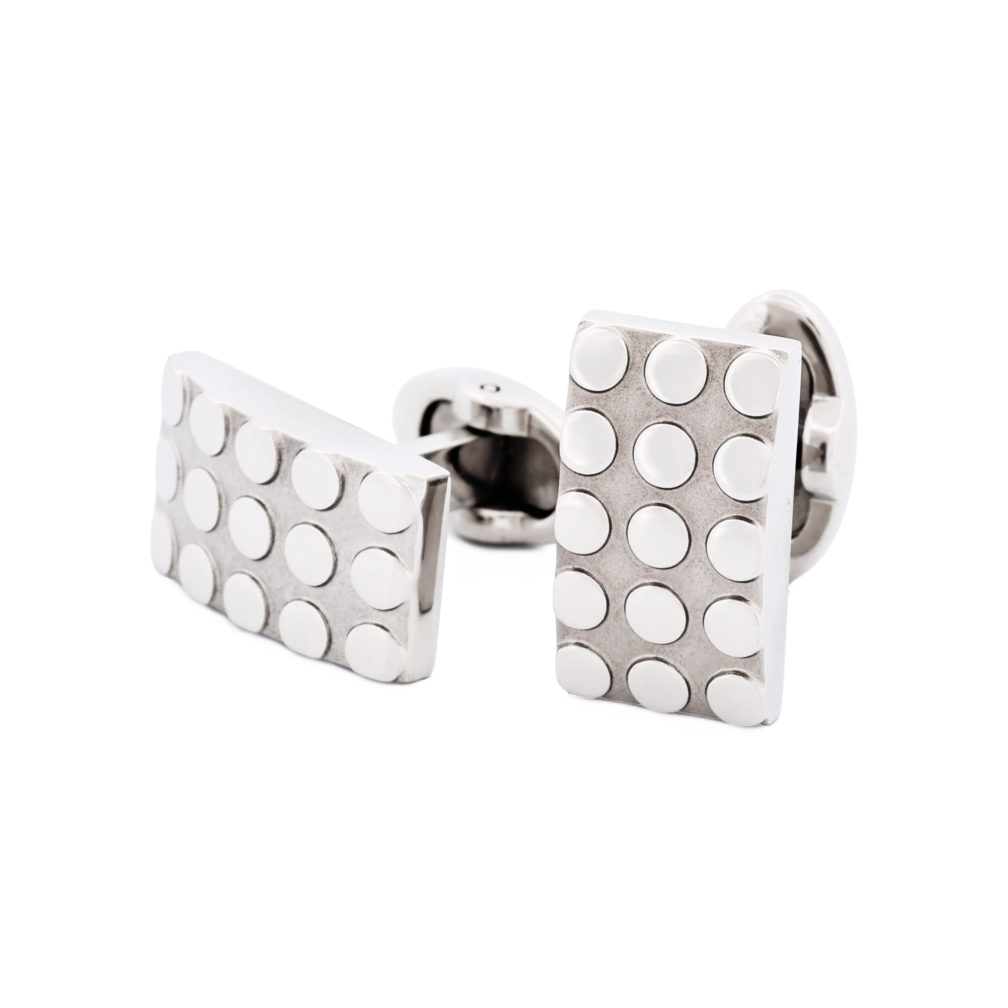 Brushed Curved Face Stainless Steel Studded Cufflinks