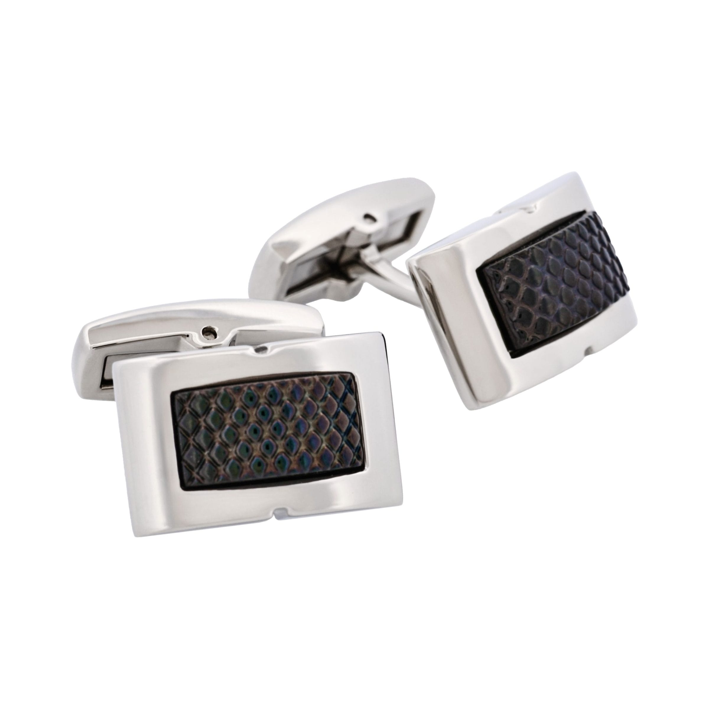 Stainless SteelIon Plated Black Patterned Cufflinks