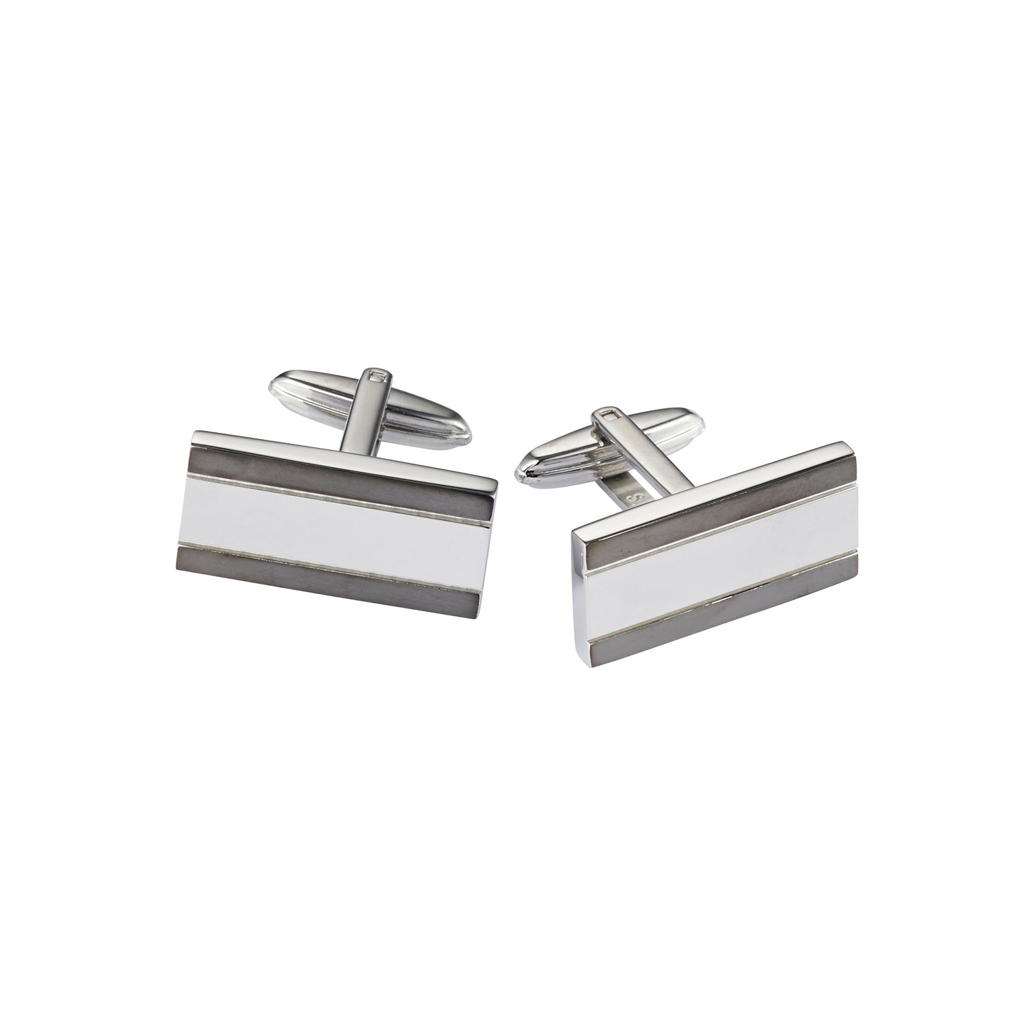 Brushed & Polished Stainless Steel Rectangle Cufflinks