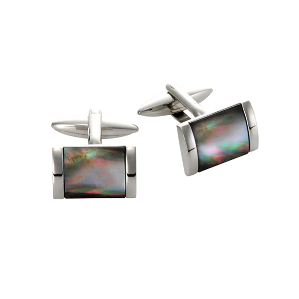 Stainless Steel & Grey Mop Cufflnks