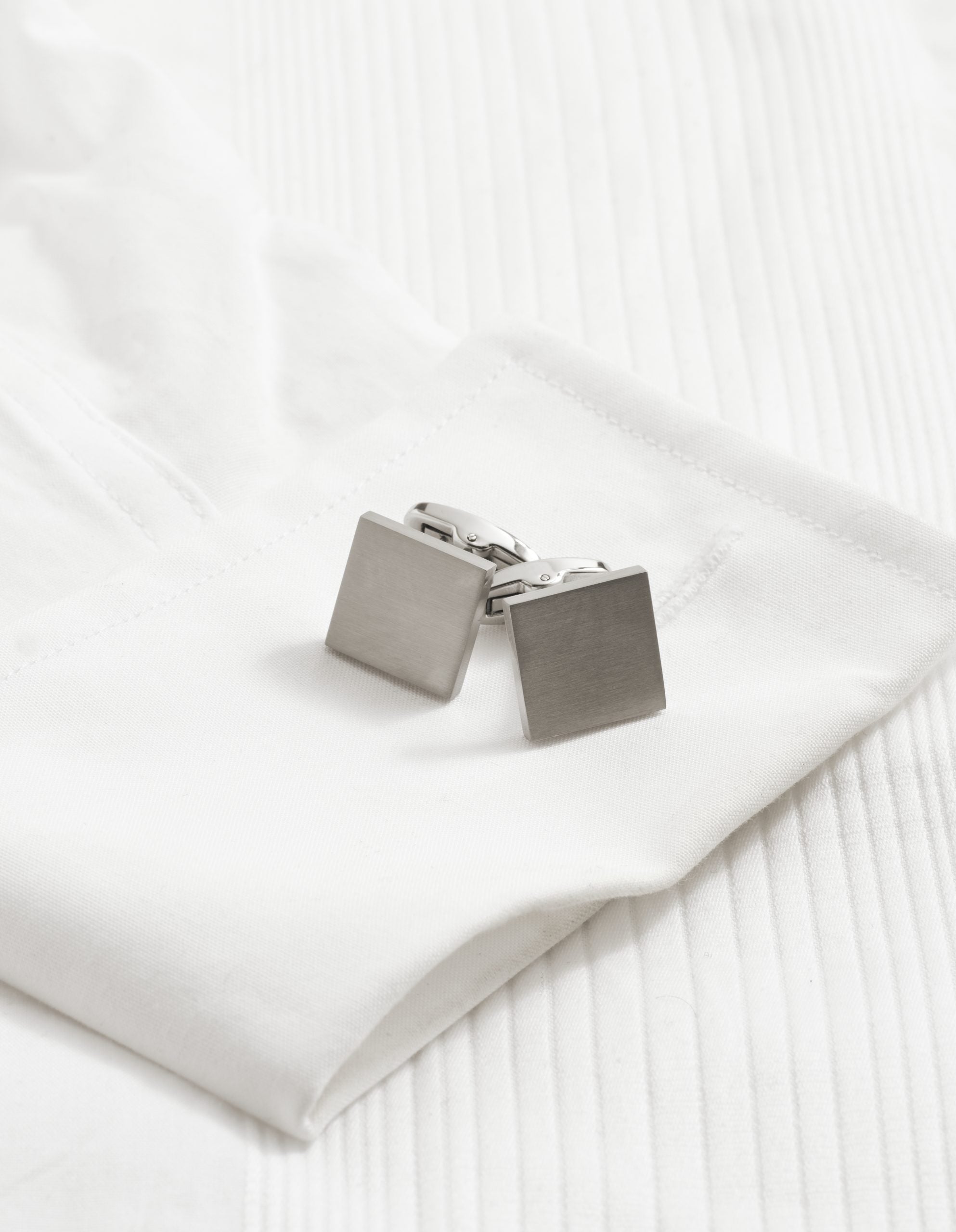 Brushed Stainless Steel Square Cufflinks