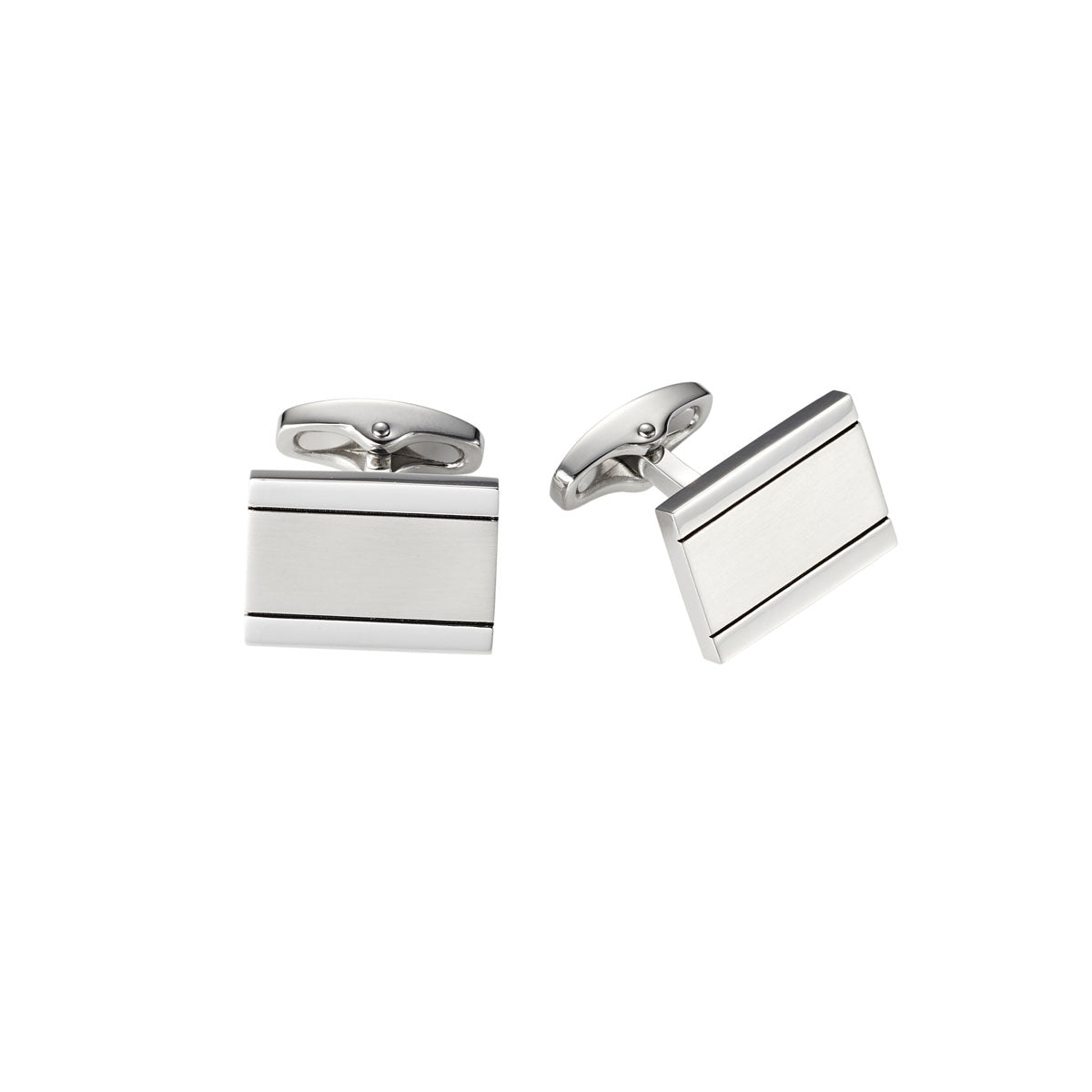 Brushed & Polished Stainless Steel Rectangle Cufflinks