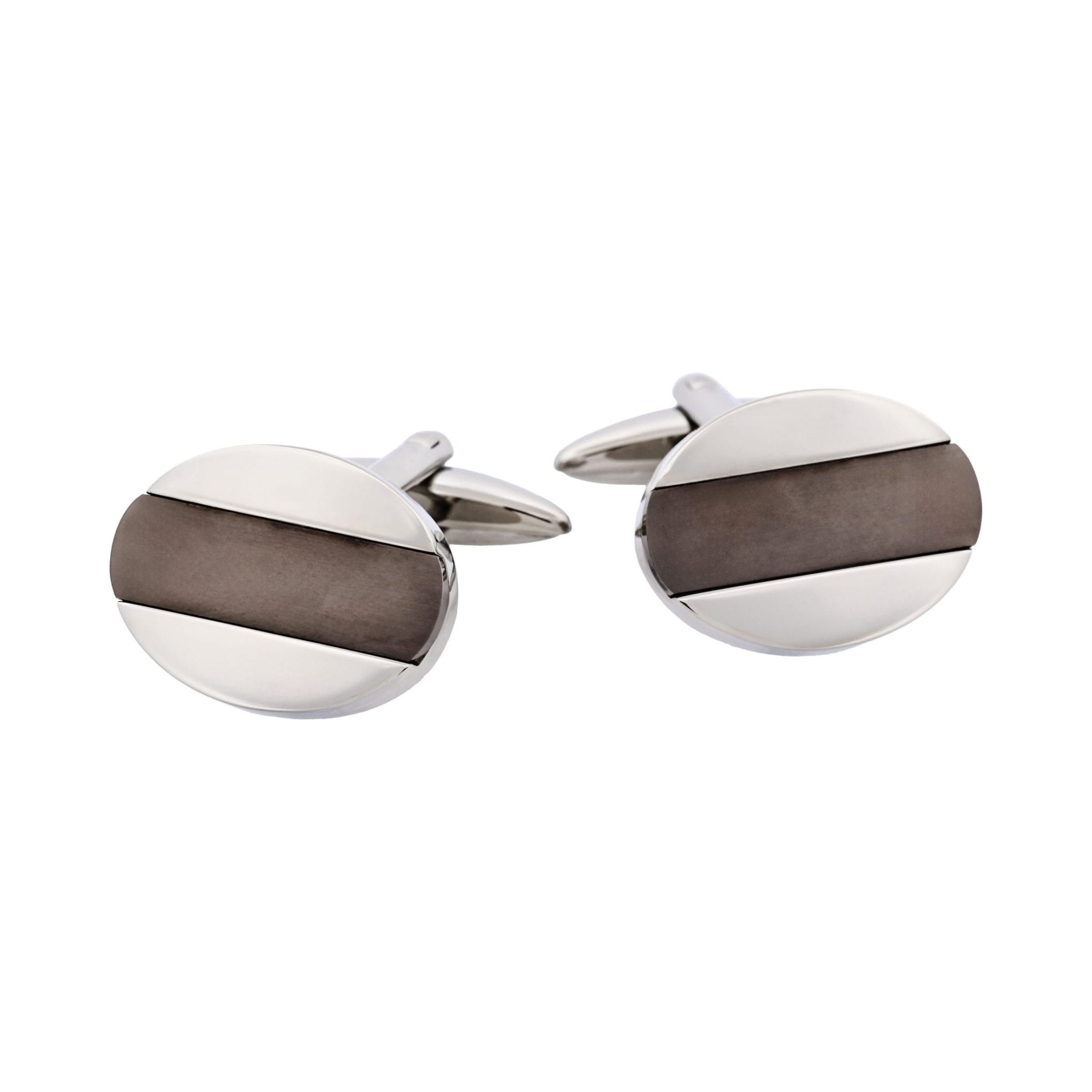 Stainless Steel &Ion Plated Gun Metal Centered Cufflinks