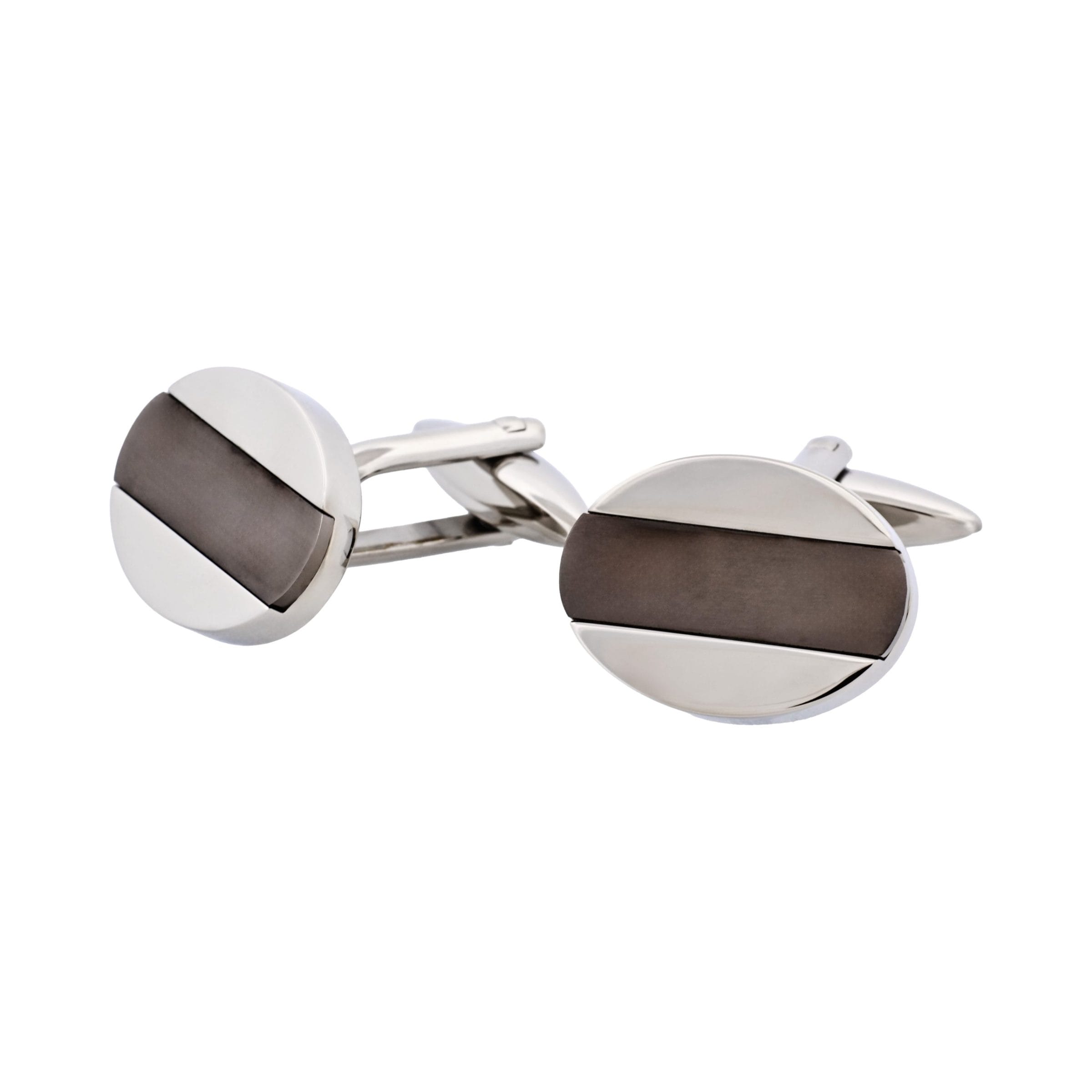 Stainless Steel &Ion Plated Gun Metal Centered Cufflinks
