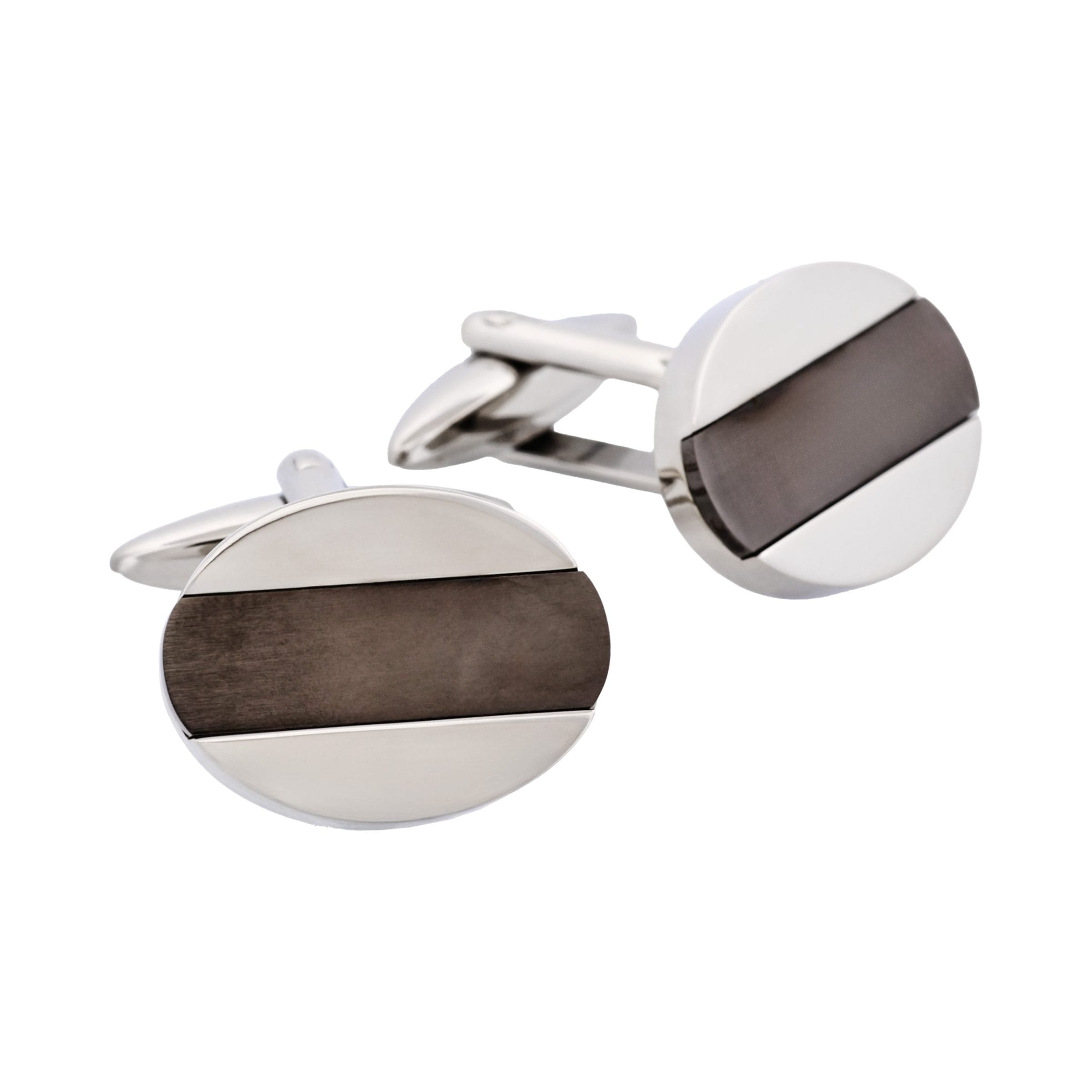 Stainless Steel &Ion Plated Gun Metal Centered Cufflinks