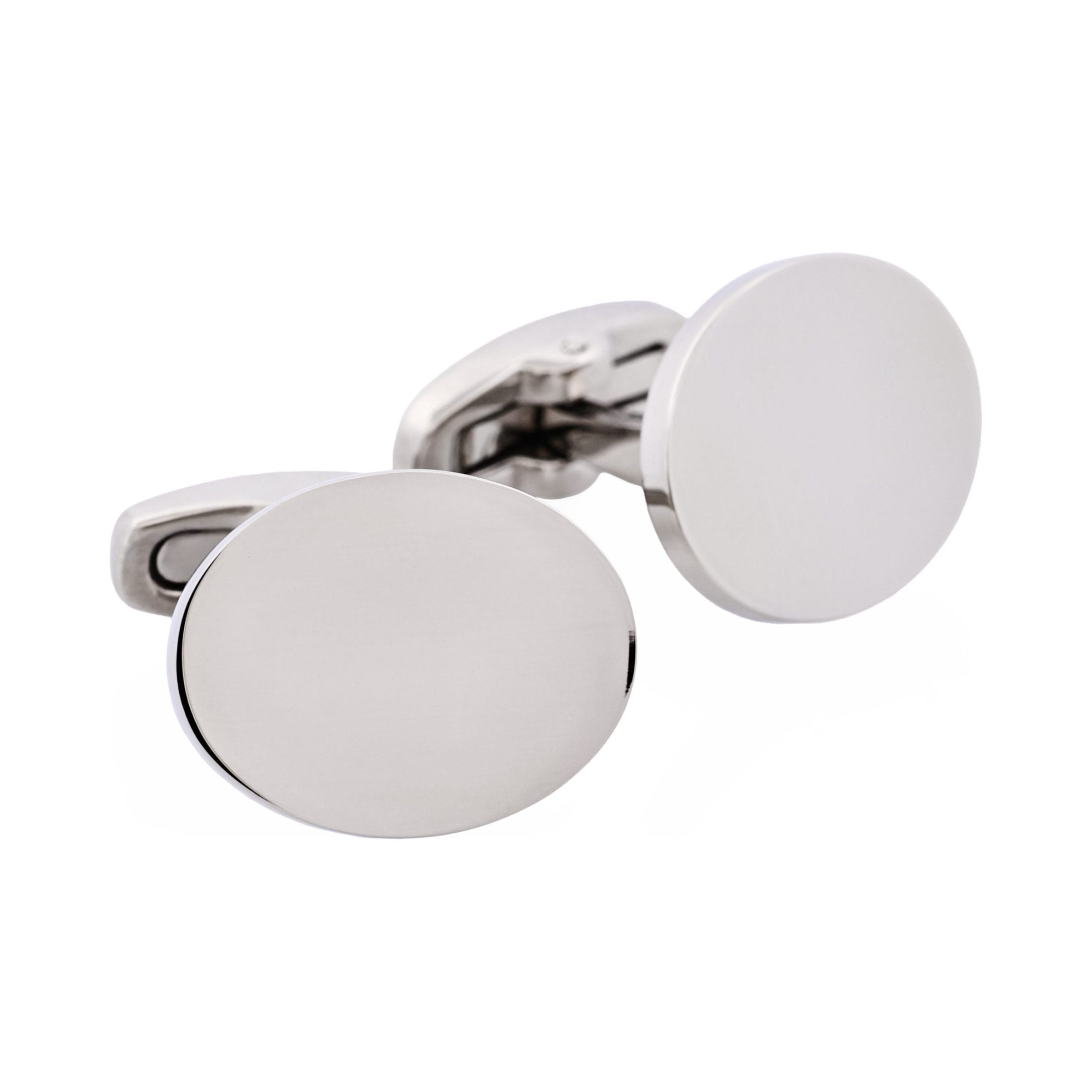 Polished Stainless Steel Oval Cufflinks