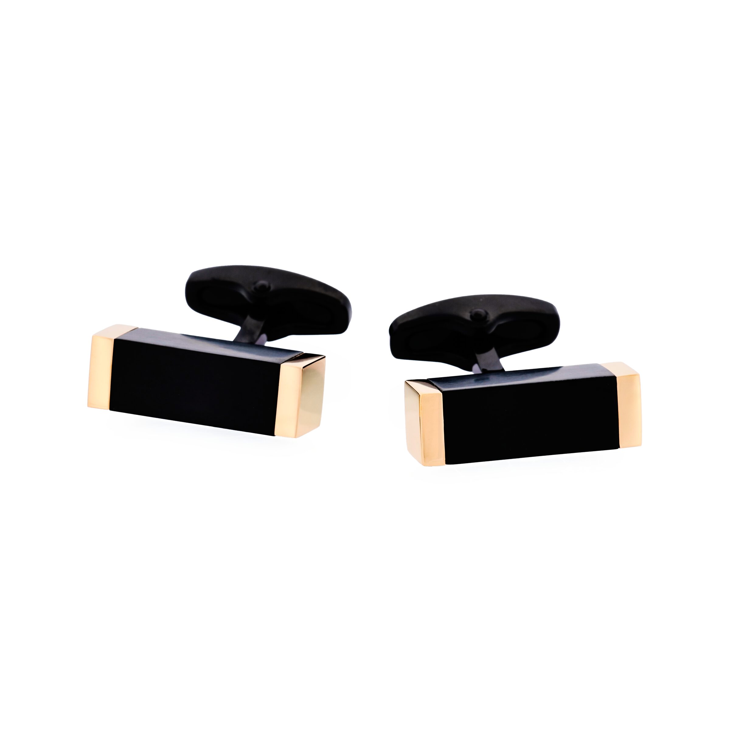 Ion Plated Gold Black Steel Cufflinks