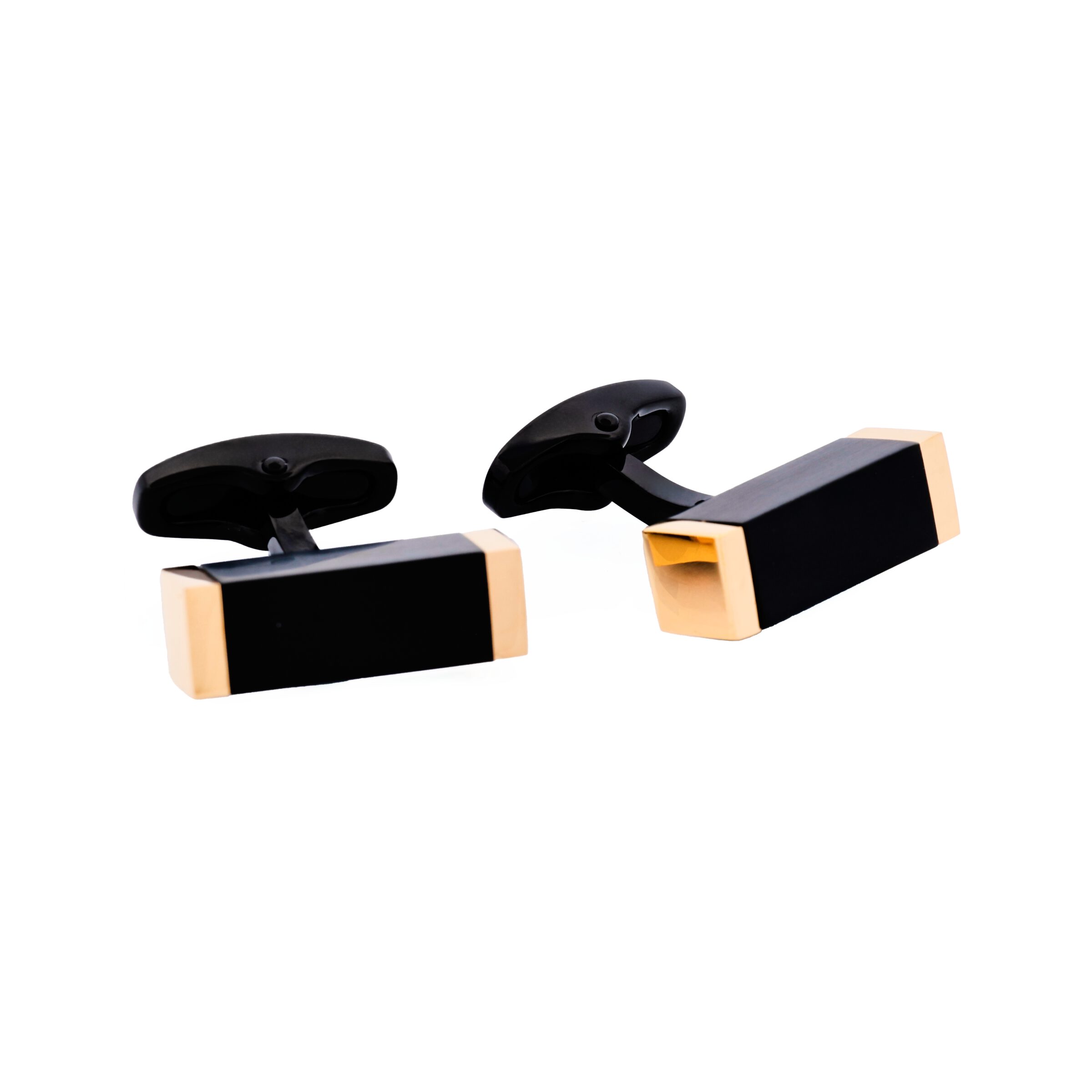 Ion Plated Gold Black Steel Cufflinks