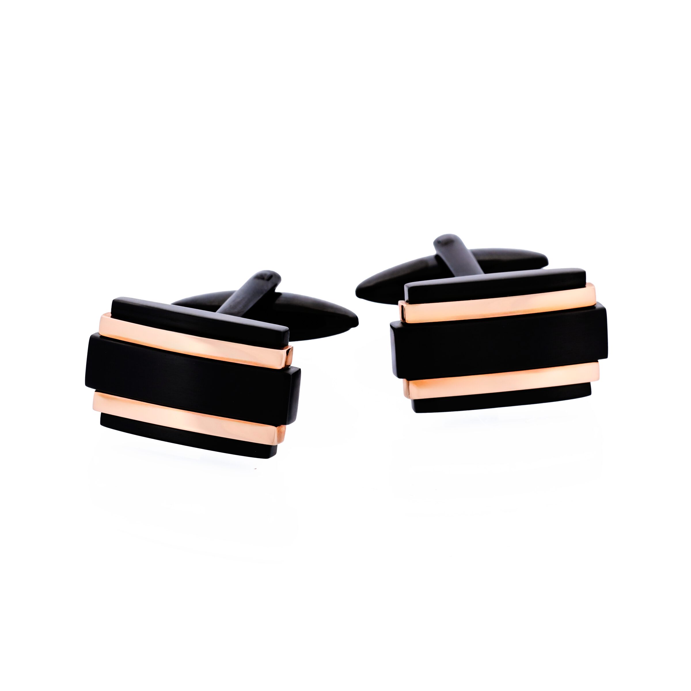 Ion Plated Black Rose Gold Steel Cufflinks