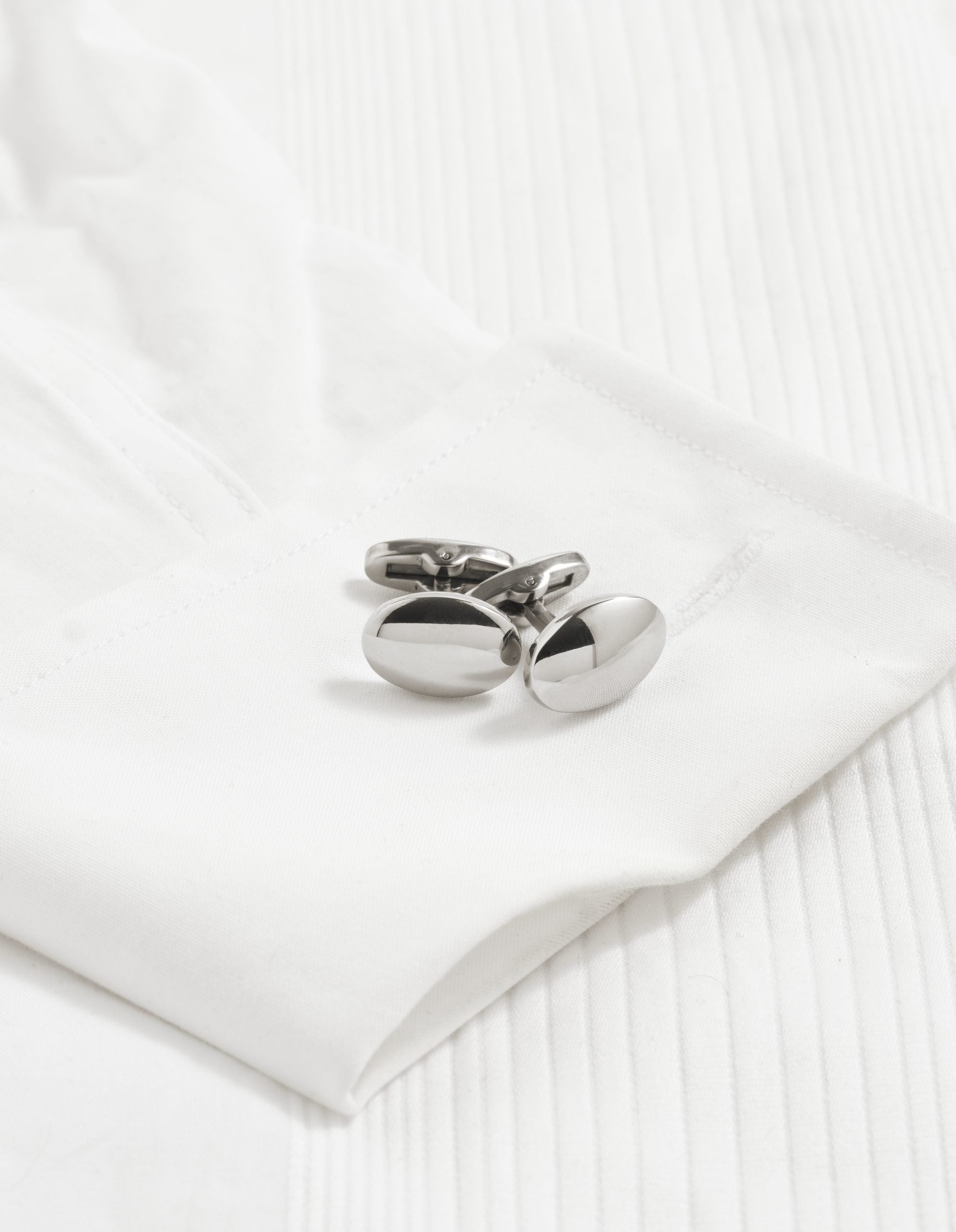 Polished Oval Stainless Steel Cuff Links
