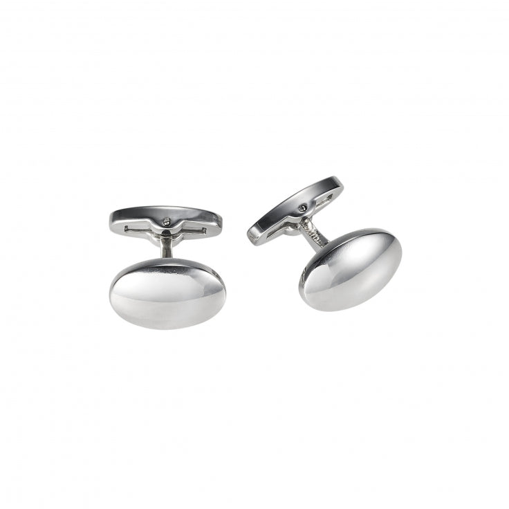 Polished Oval Stainless Steel Cuff Links