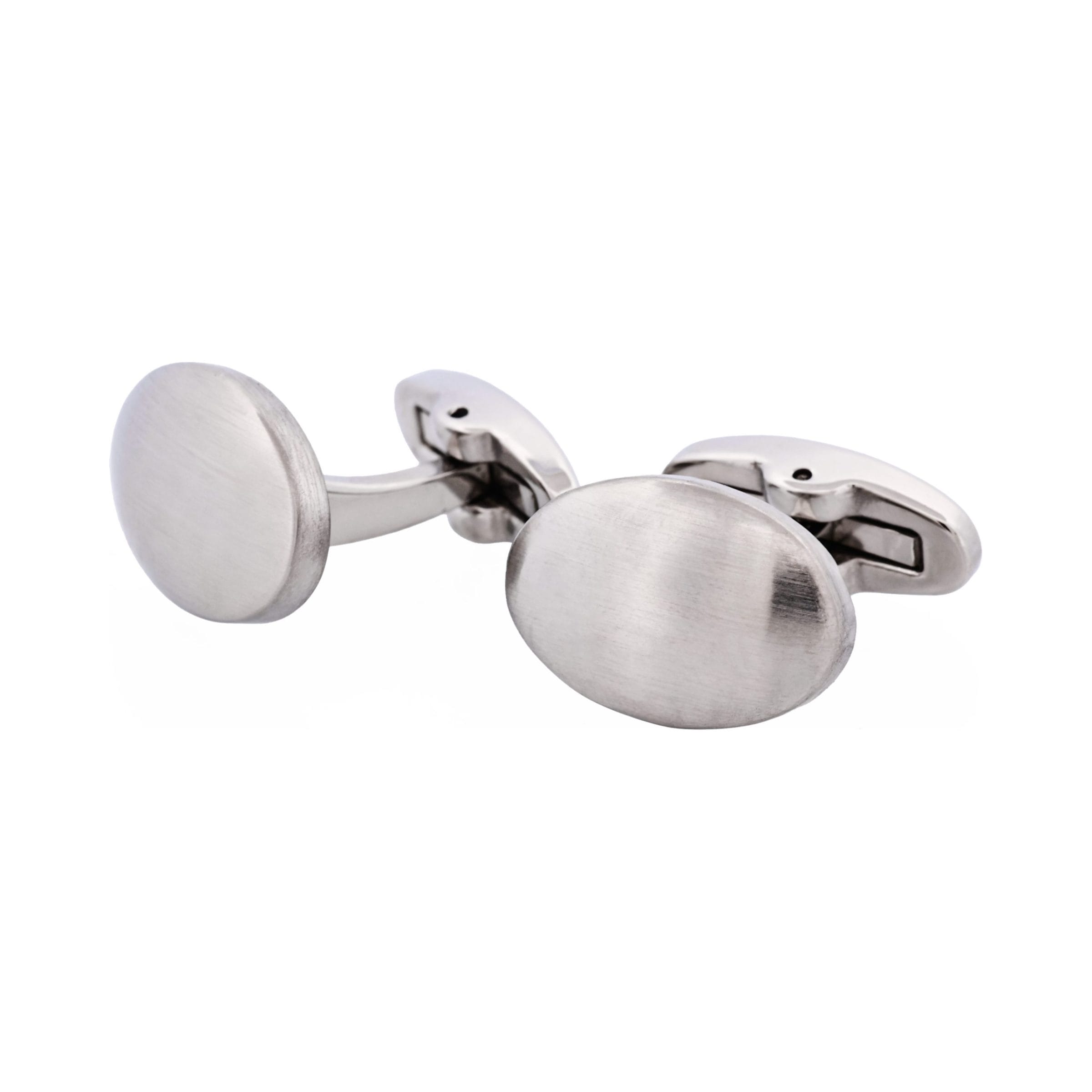 Brushed Stainless Steel Oval Cufflinks