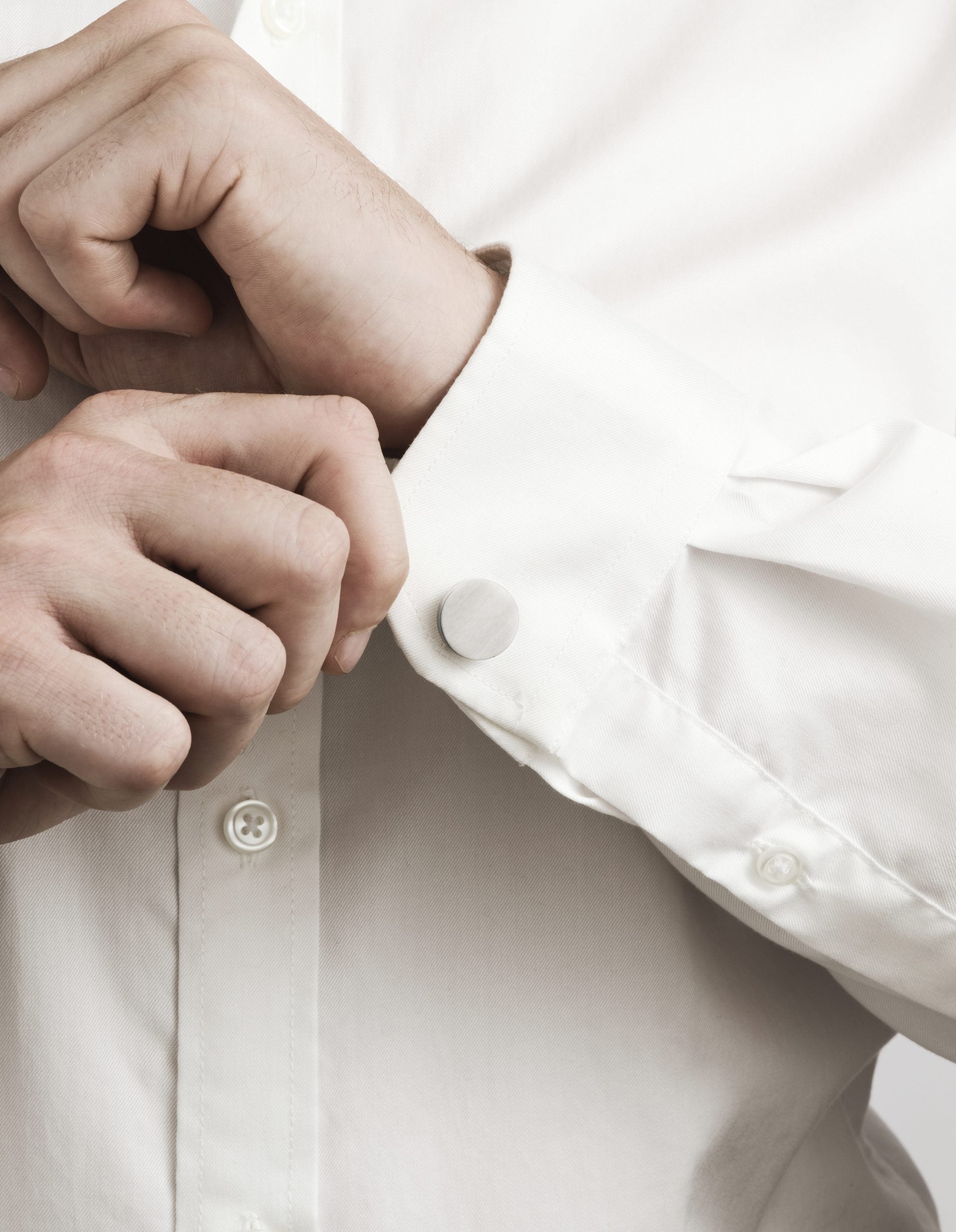 Brushed Round Stainless Steel Cufflinks