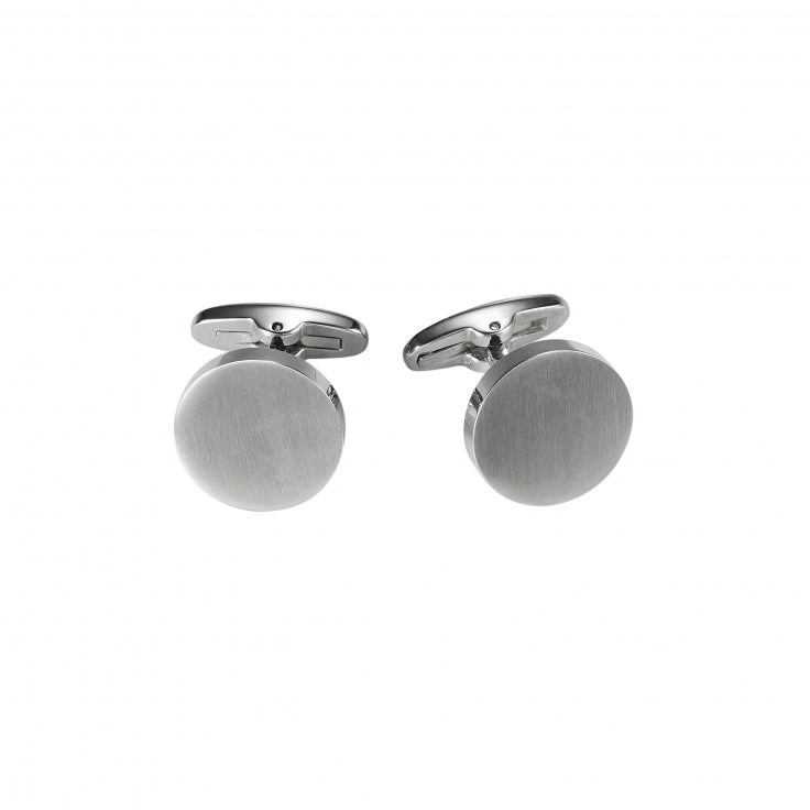 Brushed Round Stainless Steel Cufflinks