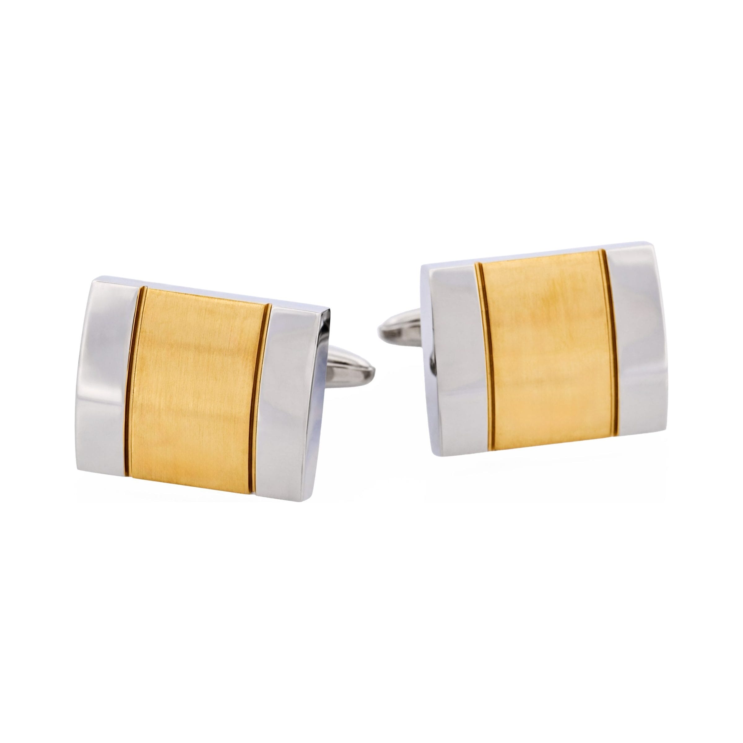 Polished Stainless Steel & Brushed Ion Plated Yellow Gold Cufflinks
