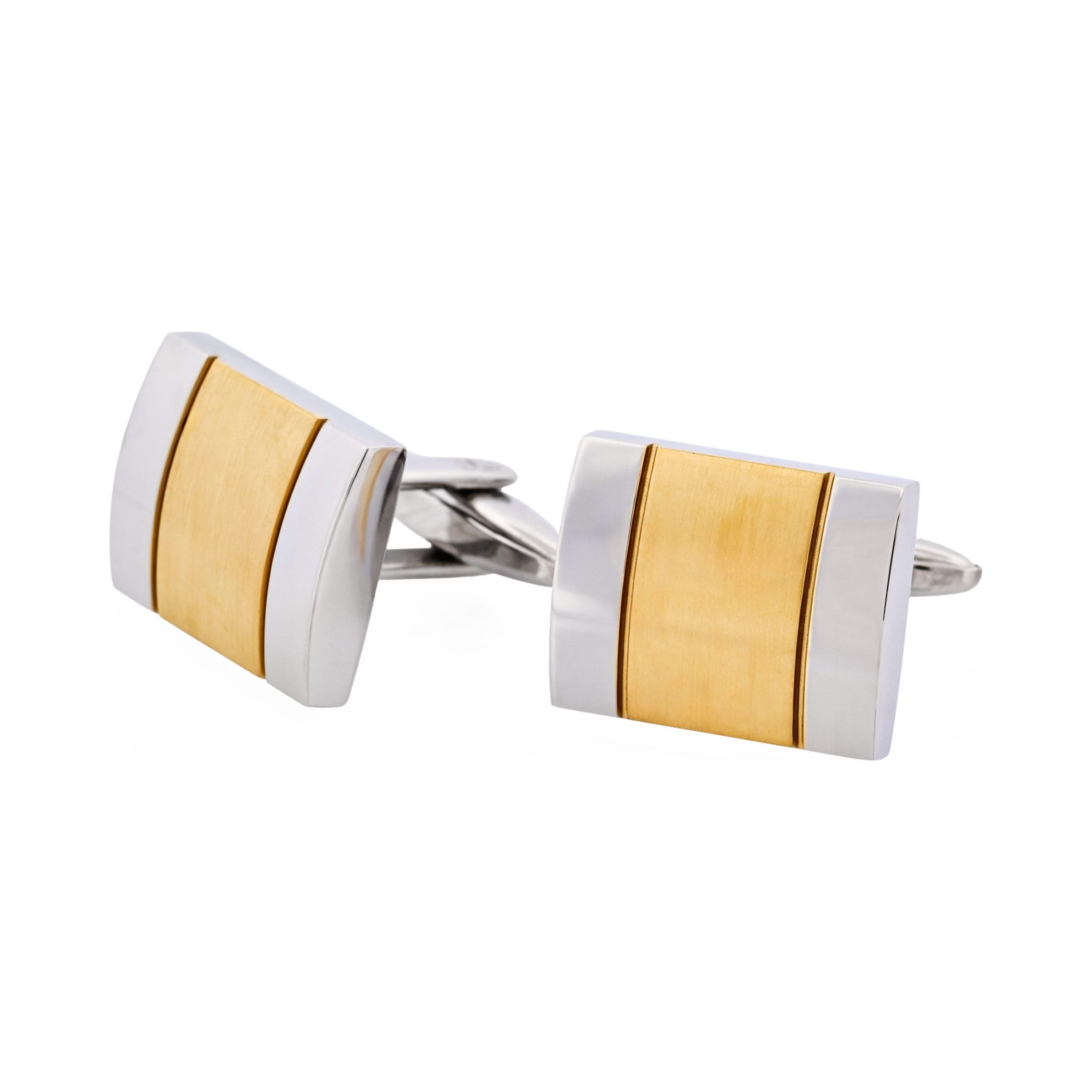 Polished Stainless Steel & Brushed Ion Plated Yellow Gold Cufflinks