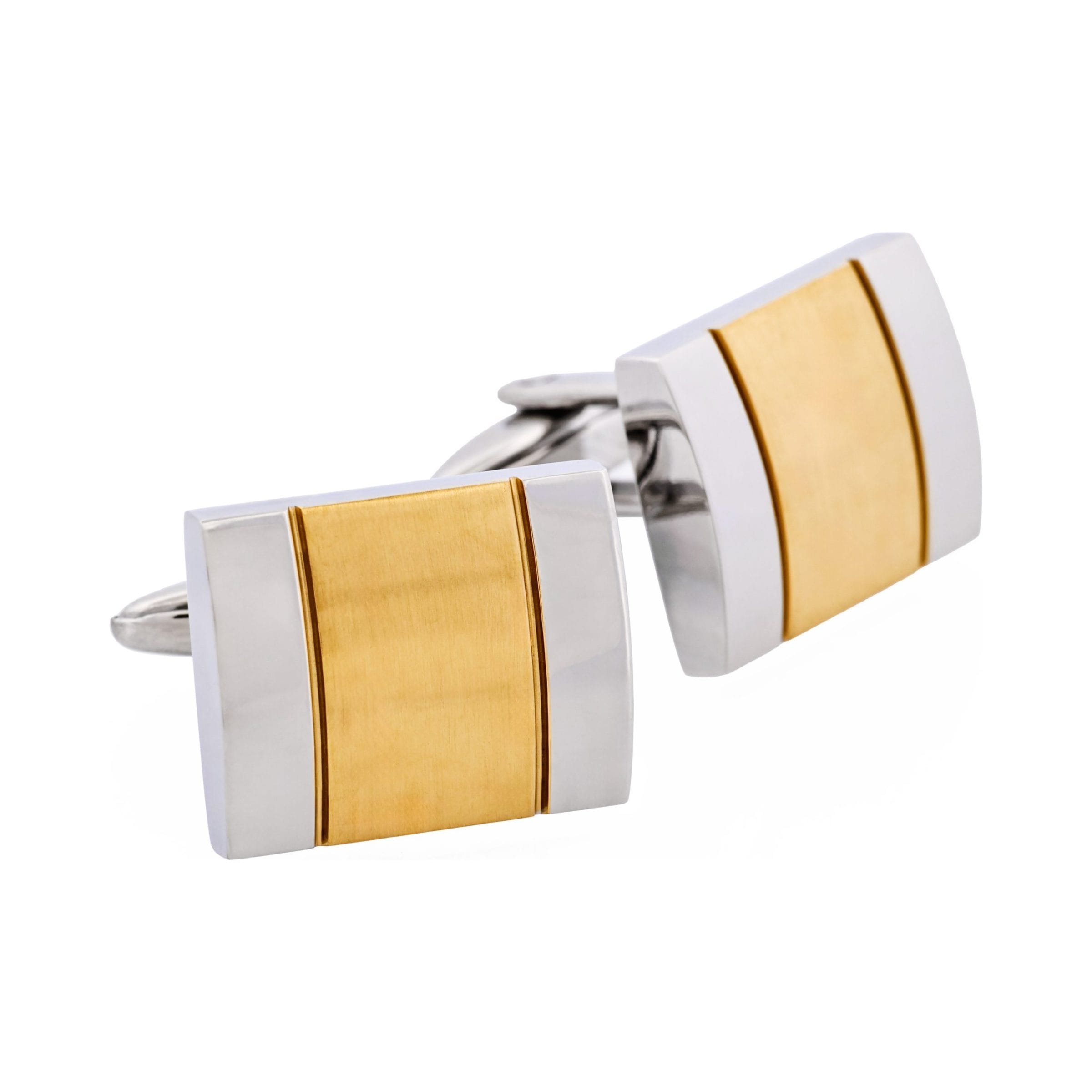 Polished Stainless Steel & Brushed Ion Plated Yellow Gold Cufflinks