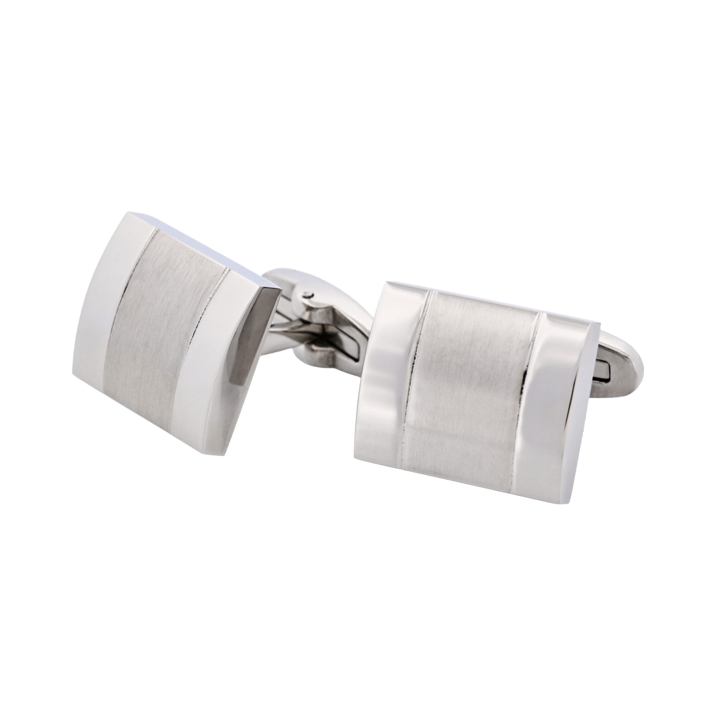 Brushed & Polished Stainless Steel Cufflinks