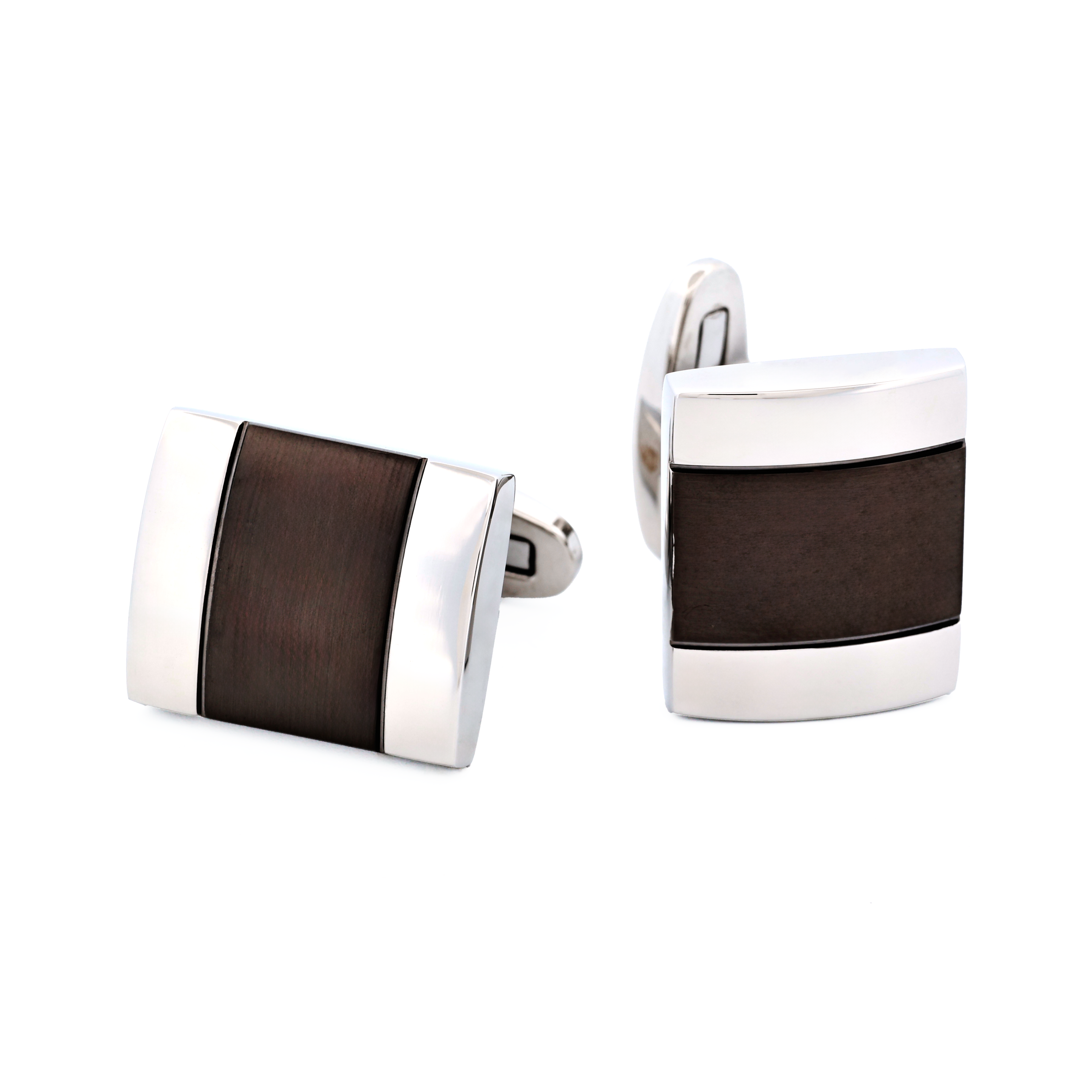 Polished Stainless Steel and Brushed Ion Plated Gun Metal Cufflinks
