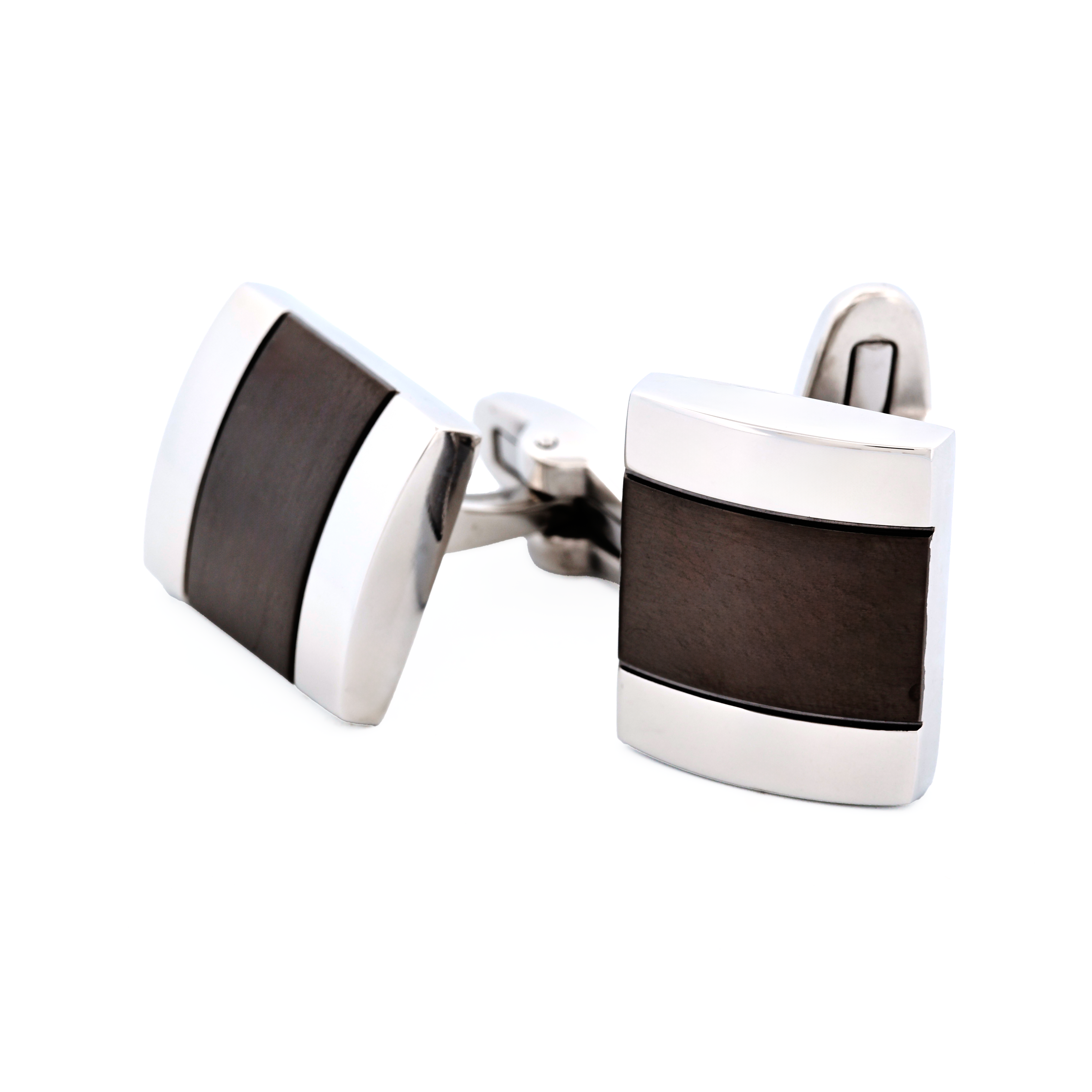 Polished Stainless Steel and Brushed Ion Plated Gun Metal Cufflinks