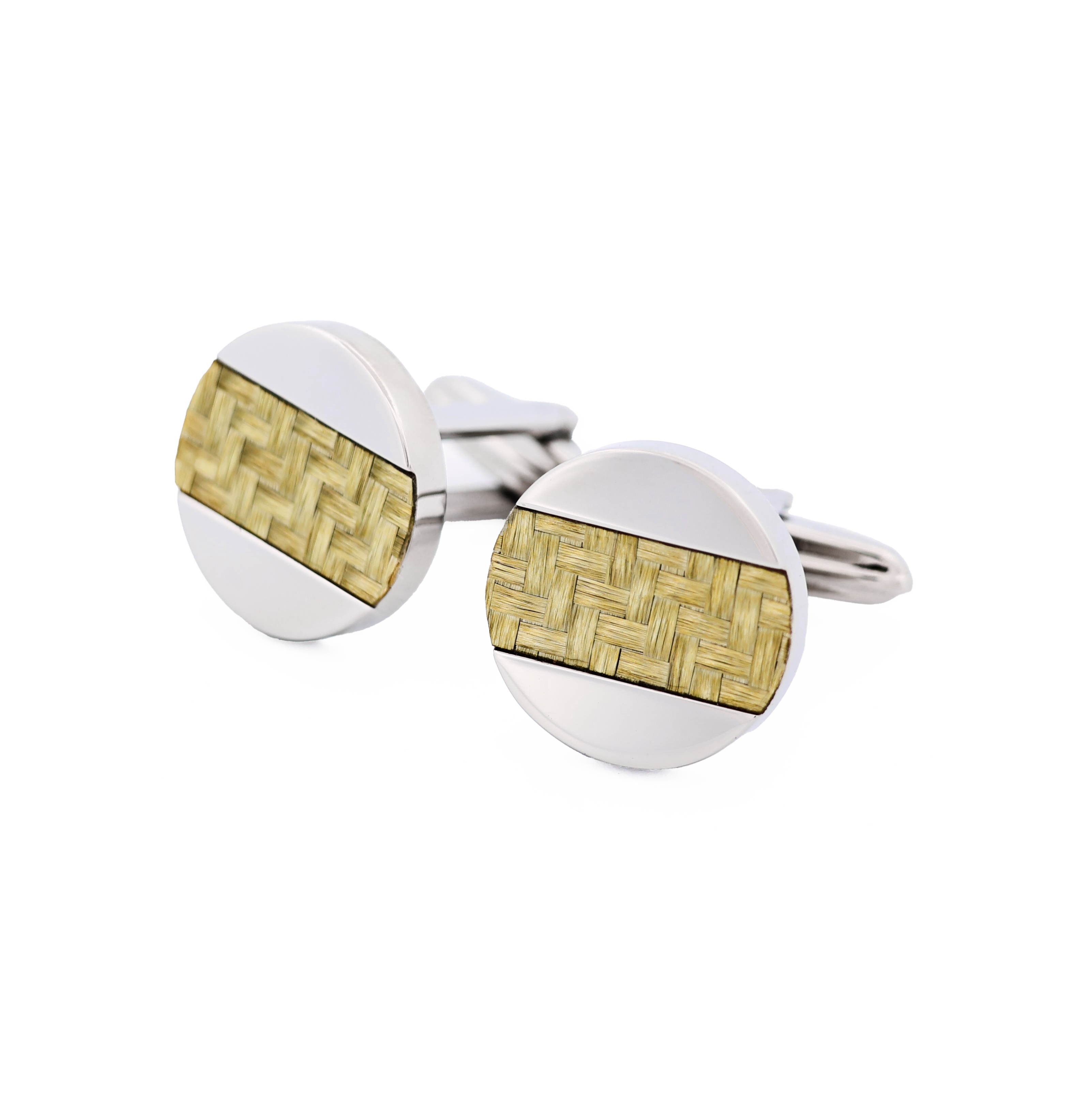 Stainless Steel Yellow Fibreglass Cufflinks