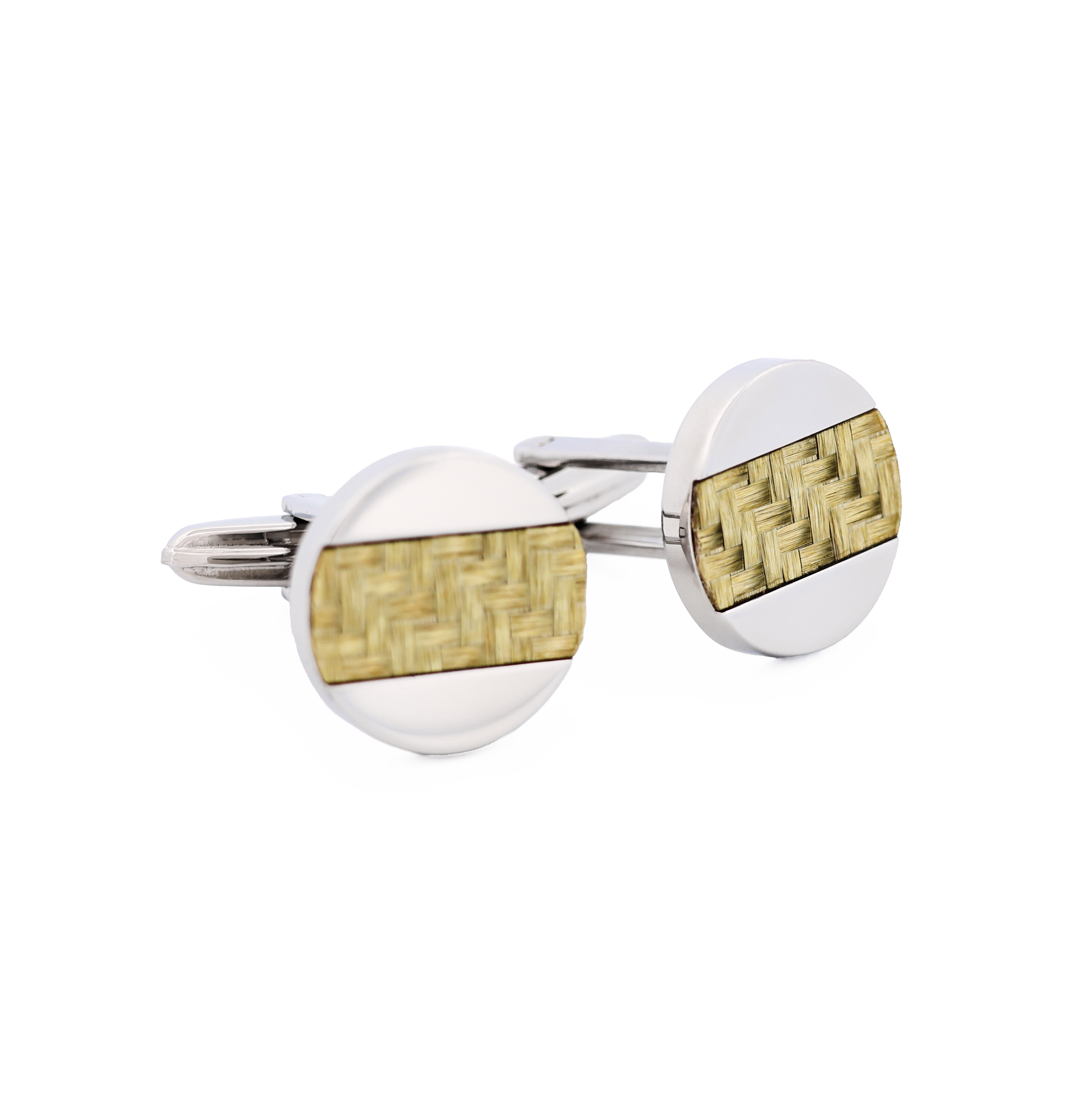 Stainless Steel Yellow Fibreglass Cufflinks