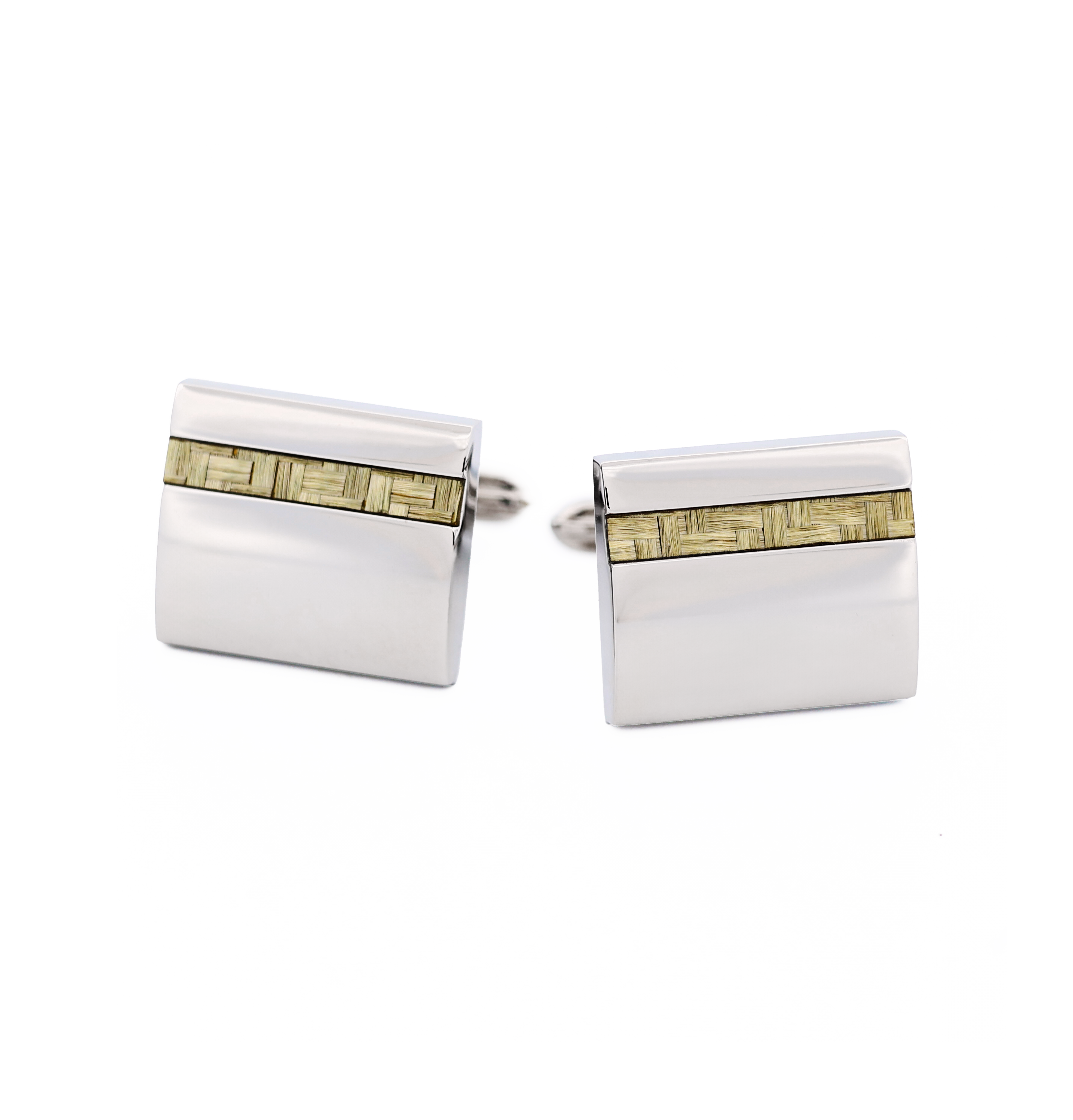 Stainless Steel Yellow Fibreglass Cufflinks