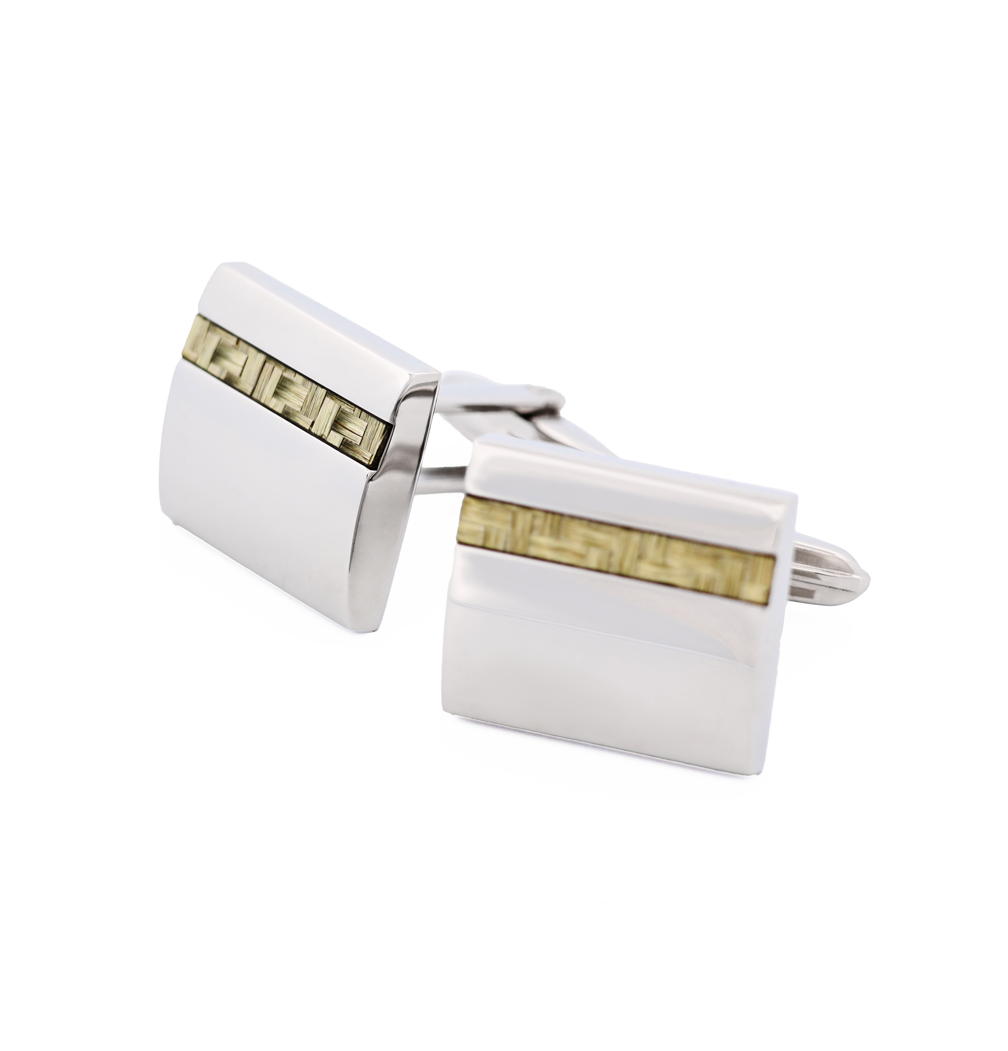 Stainless Steel Yellow Fibreglass Cufflinks