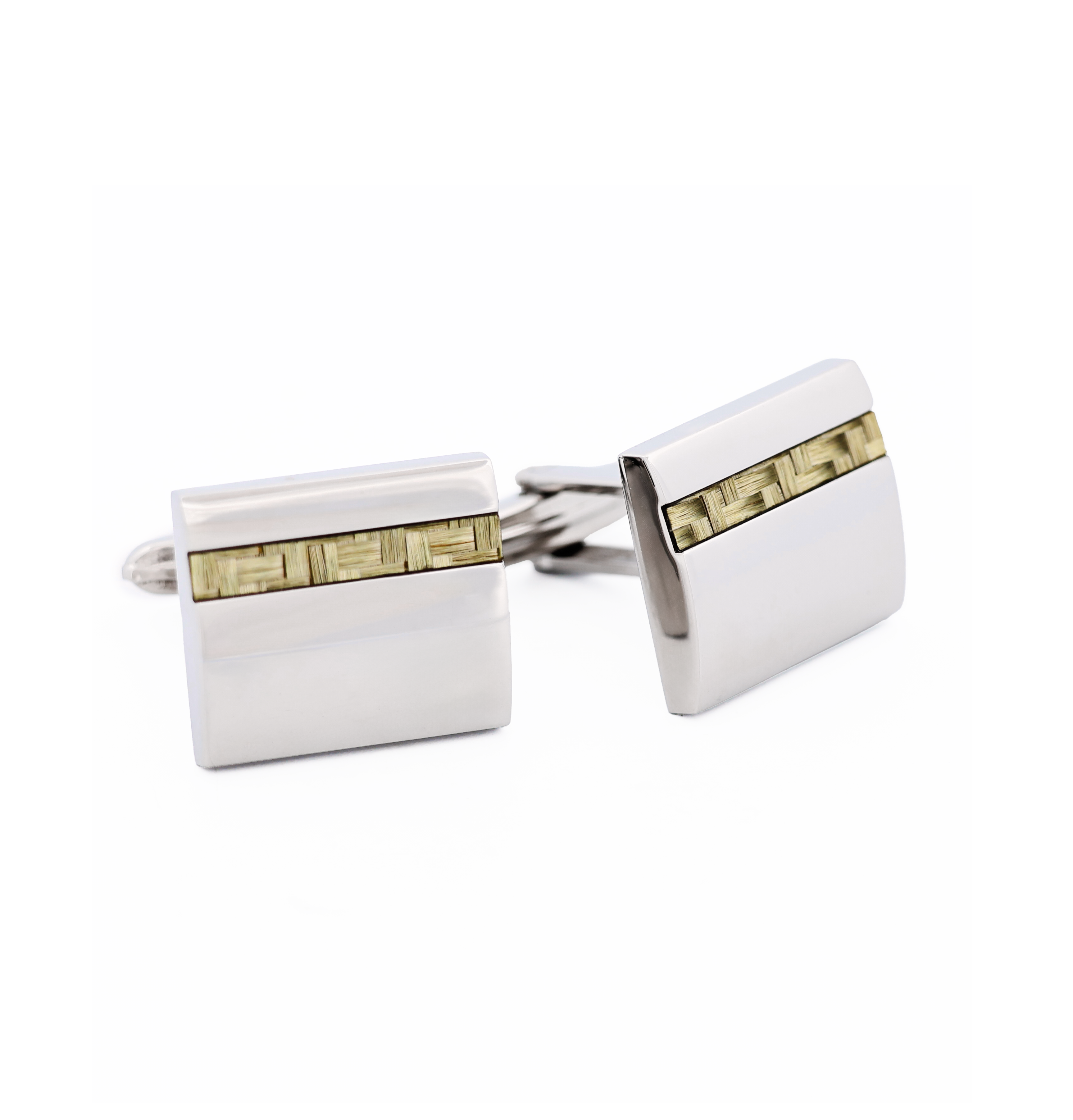 Stainless Steel Yellow Fibreglass Cufflinks