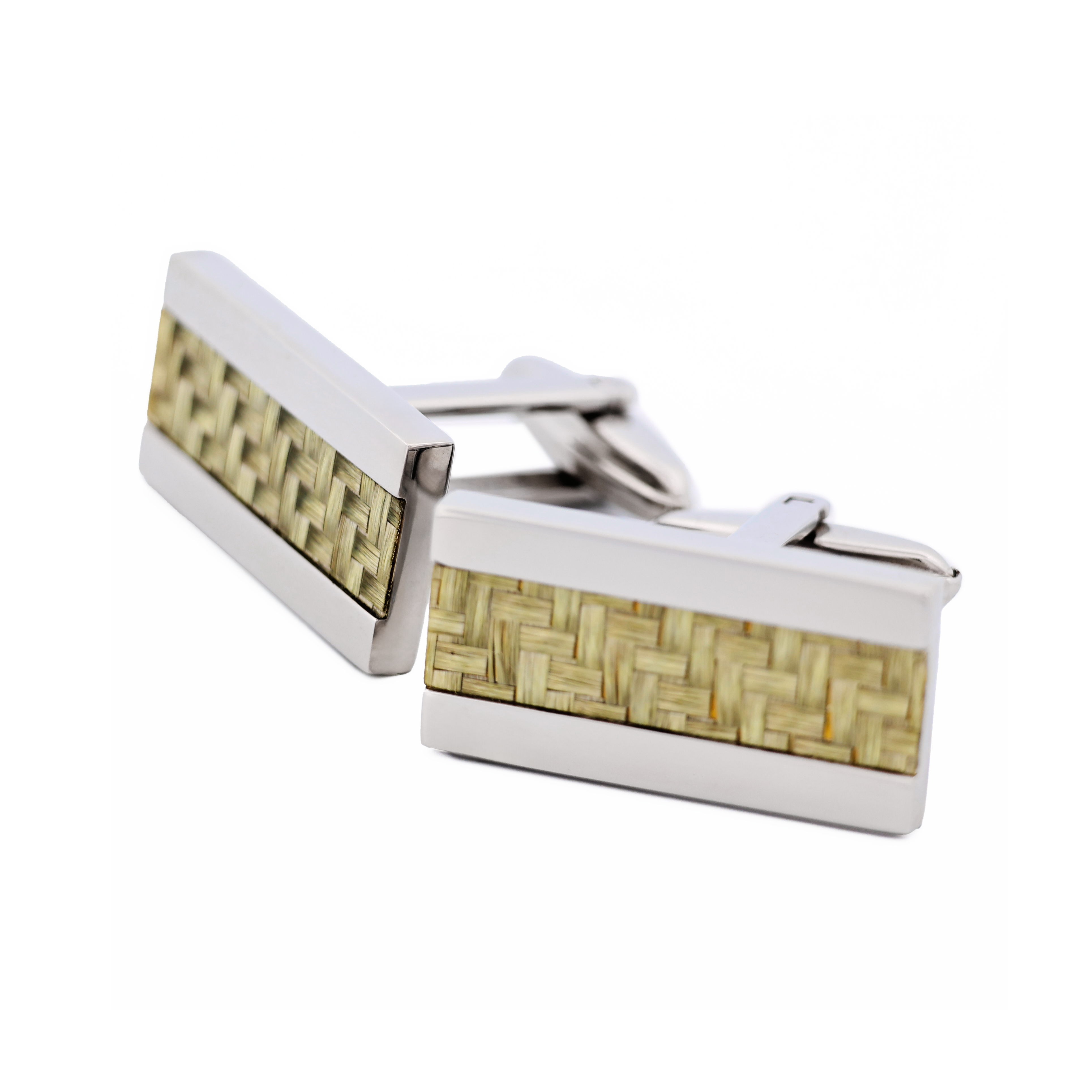 Stainless Steel and Yellow Fibreglass Cufflinks