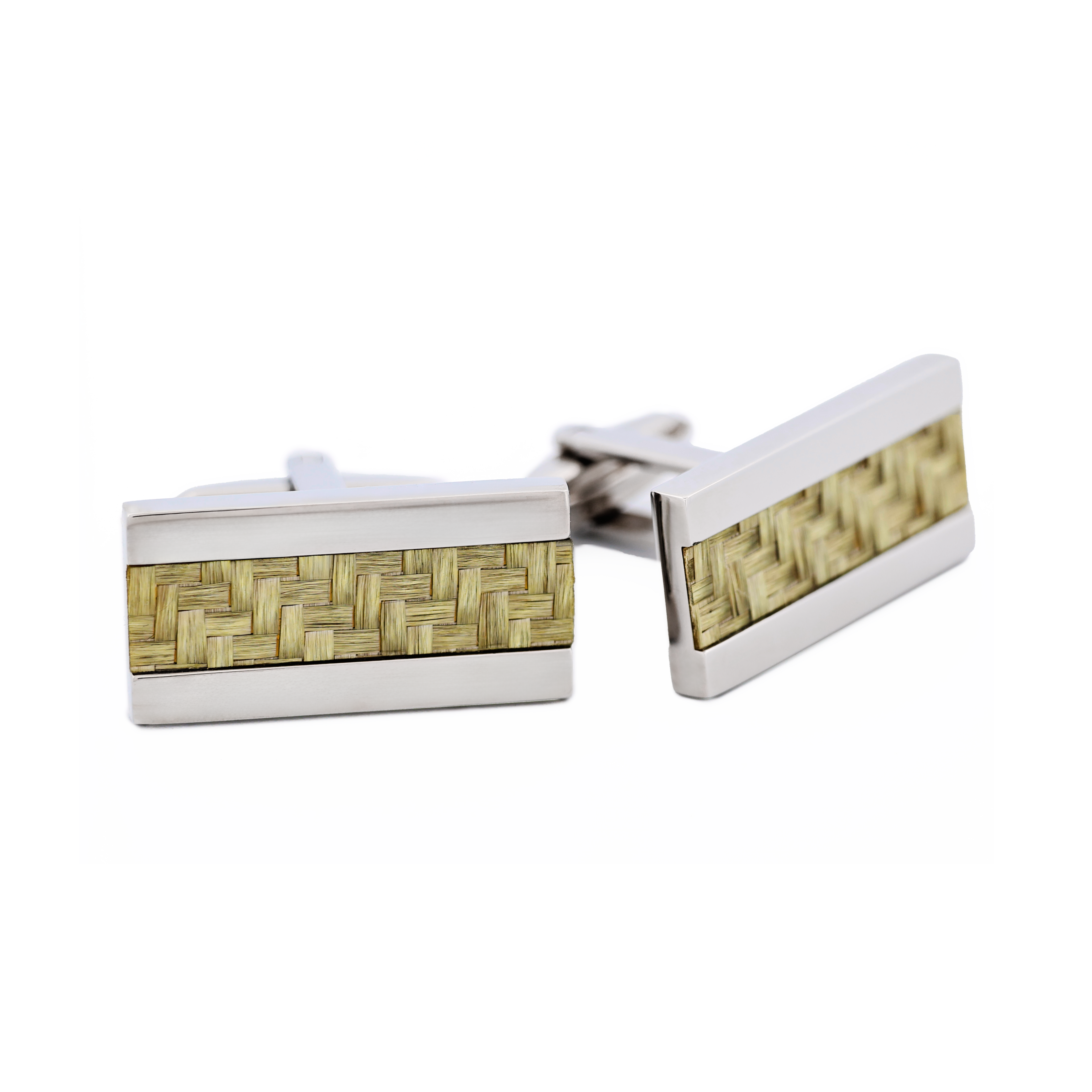 Stainless Steel and Yellow Fibreglass Cufflinks