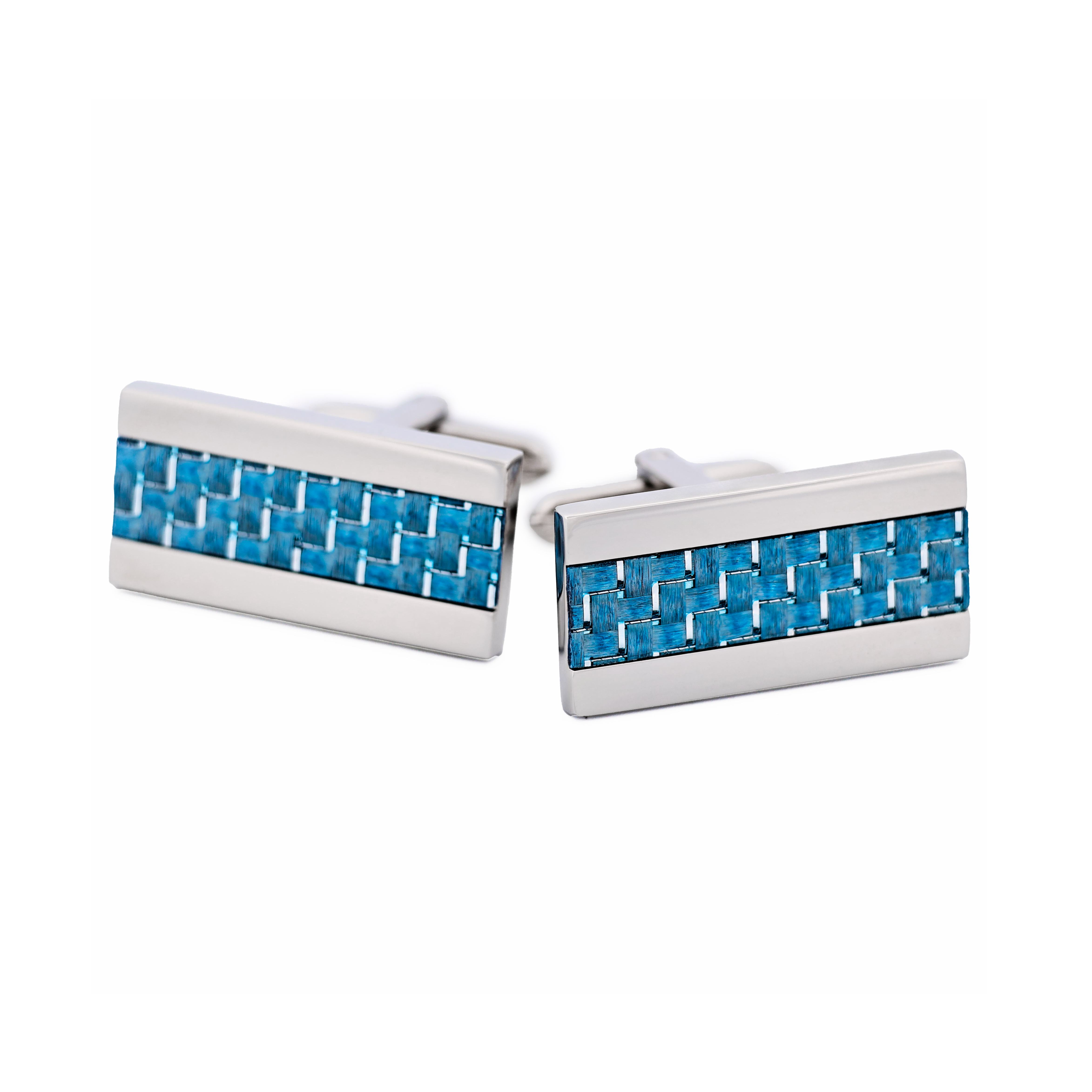 Stainless Steel Icy Blue F Glass Cufflinks