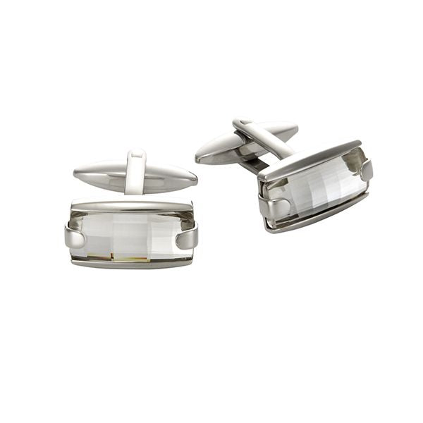 Polished Stainless Steel with Swarovski Crystal Cufflinks