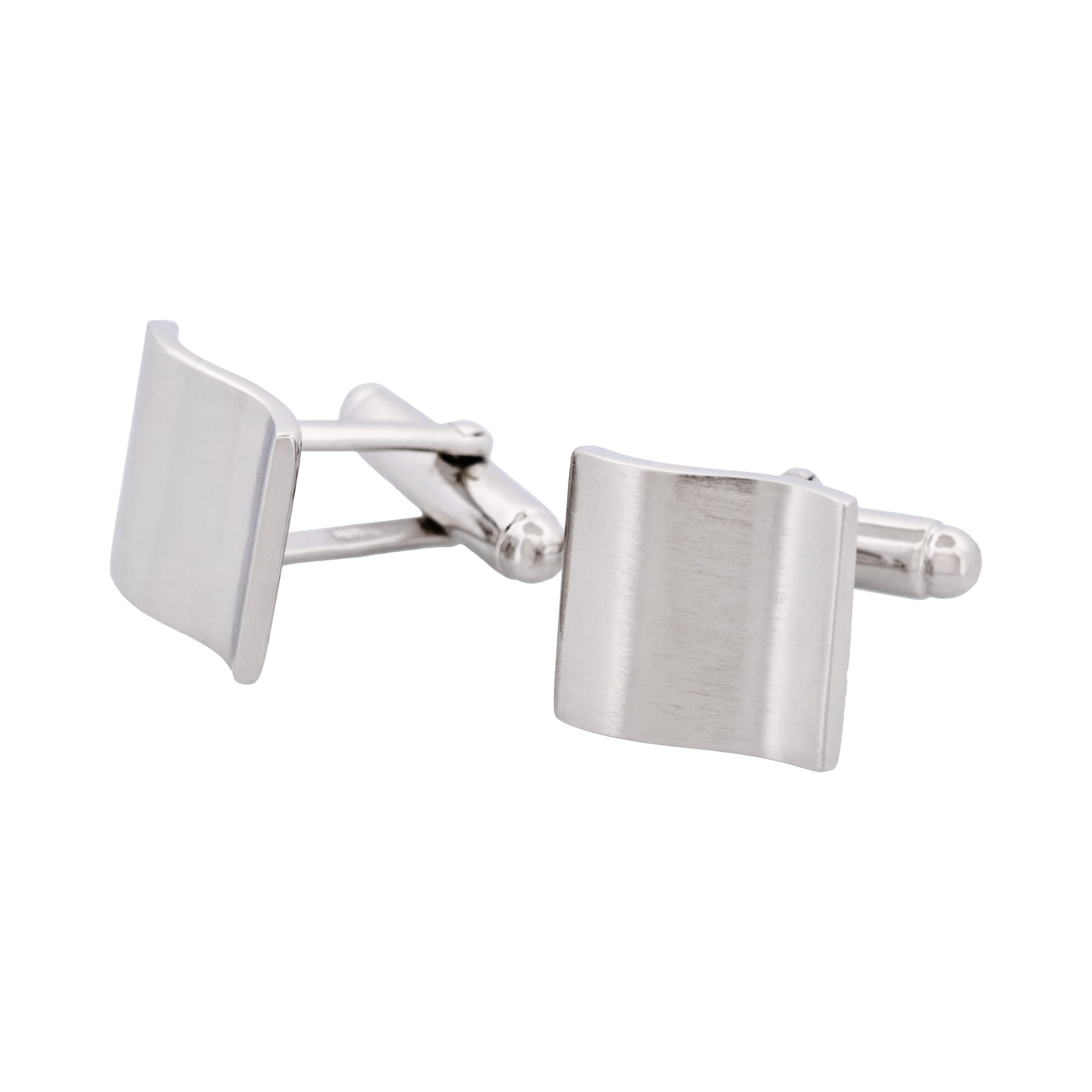 Brushed Rhodium Plated Sterling Silver Wave Cufflinks