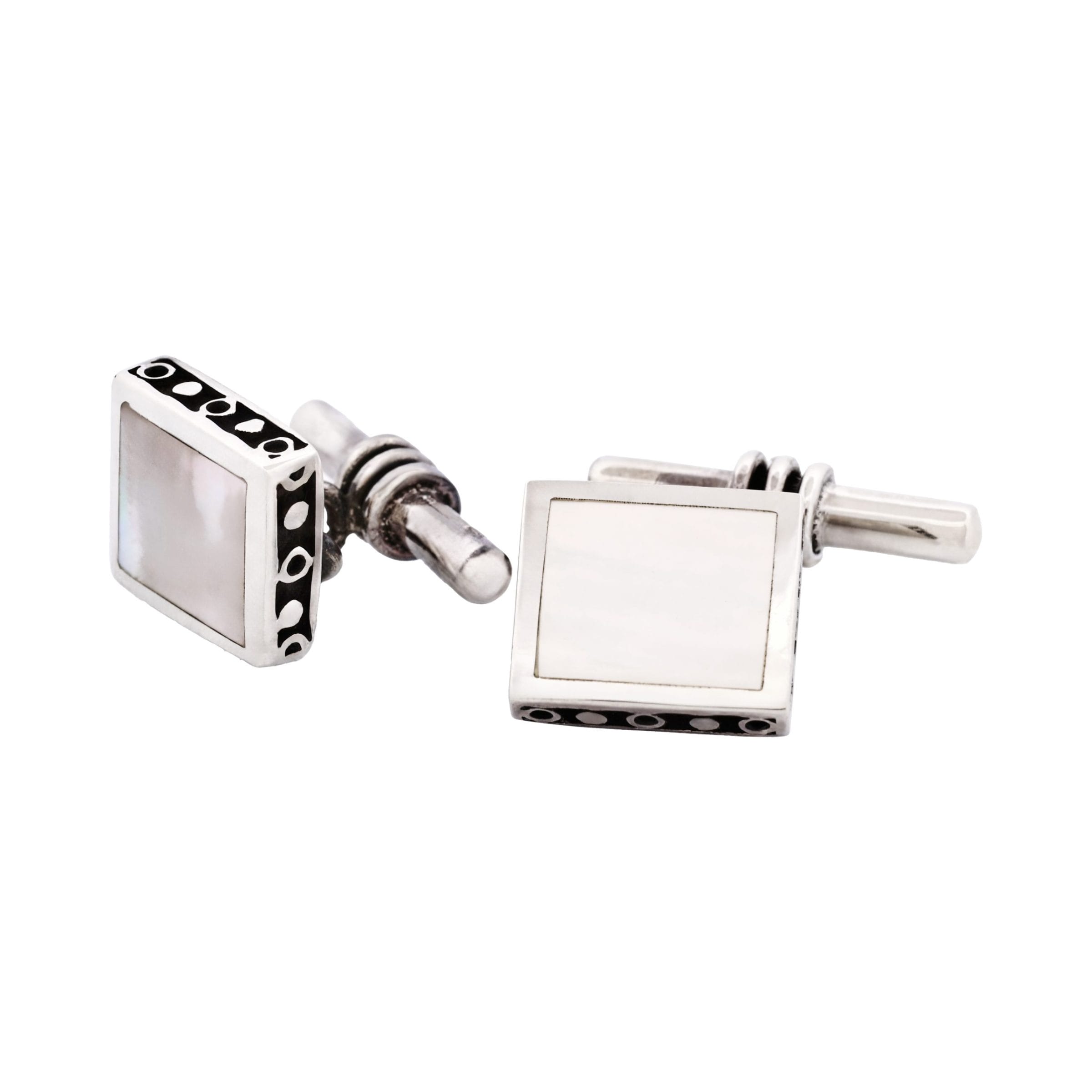Sterling Silver & Square Mop Chain Cufflinks