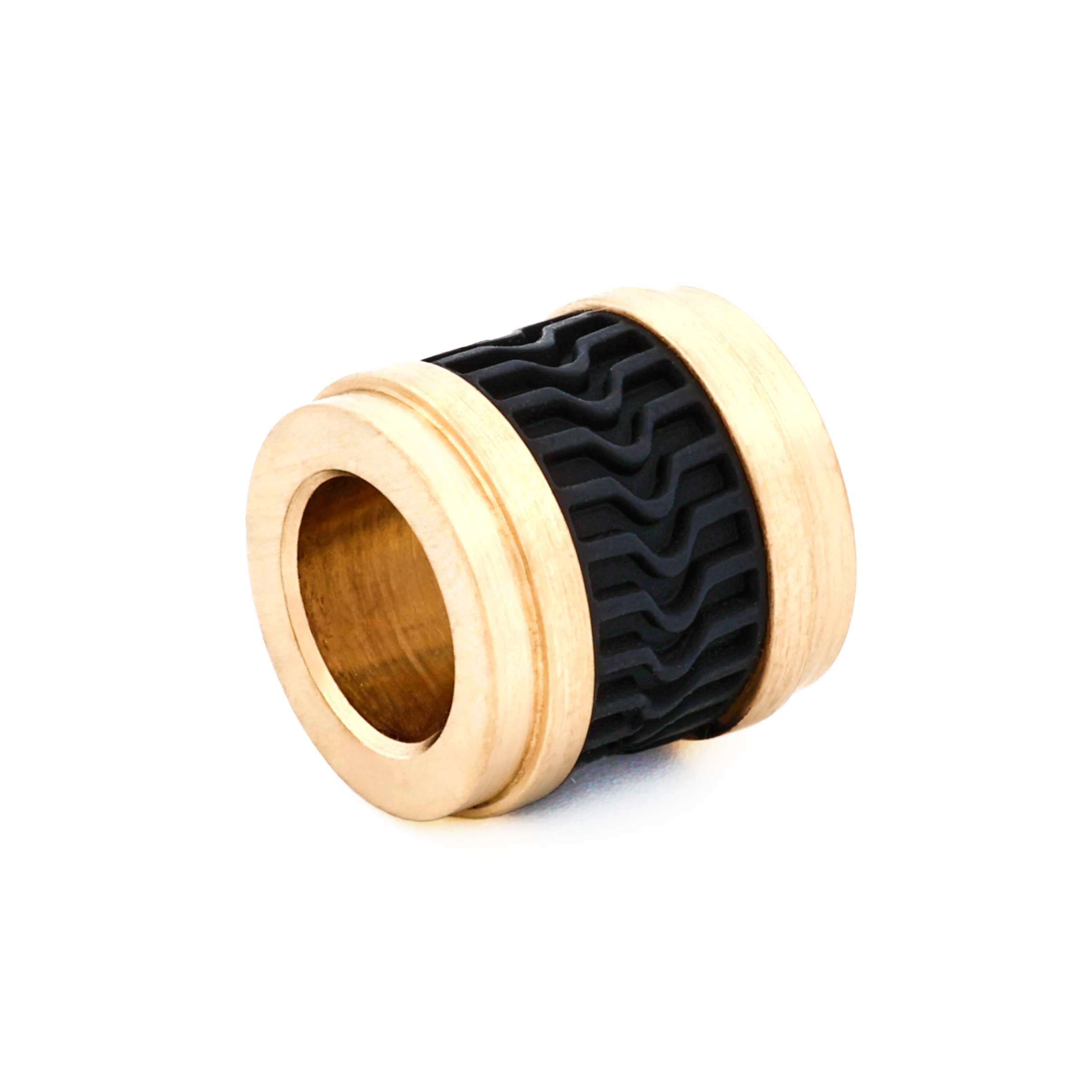 Ion Plated Gold Black Rubber Bead